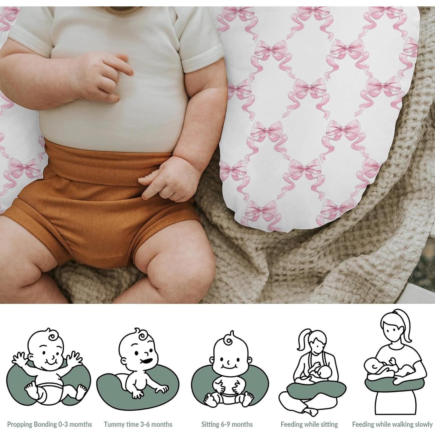 Funda de Almohada de Lactancia Ribbons Rosa 55.88x45.72 cm