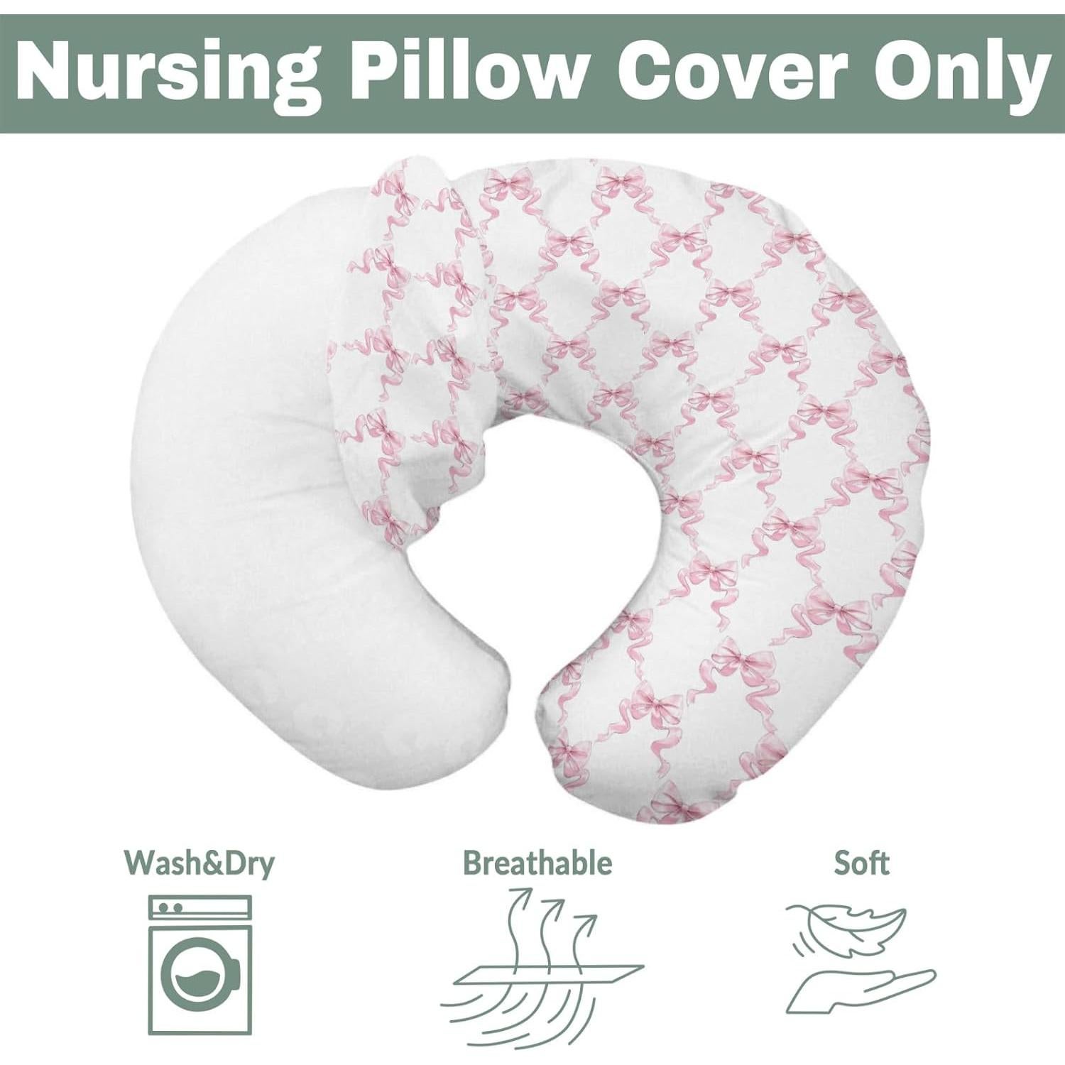 Funda de Almohada de Lactancia Ribbons Rosa 55.88x45.72 cm