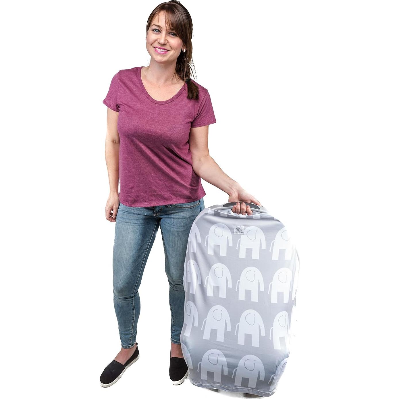 Cubierta de Lactancia MoM-me Elefante Gris/Blanco 72.4x72.4 cm