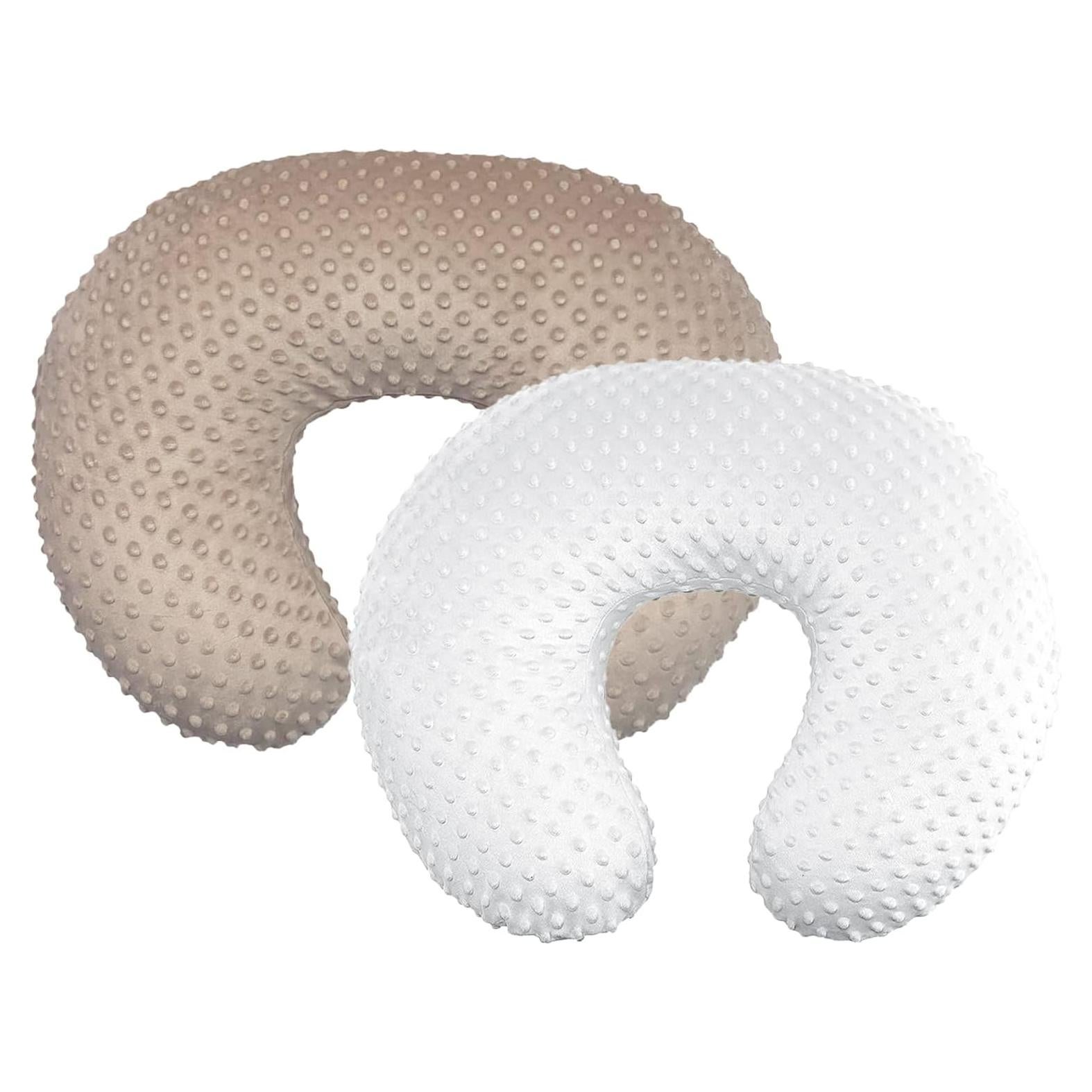 Funda de Almohada de Lactancia iEvolve Minky Beige y Blanco - 2 Unidades