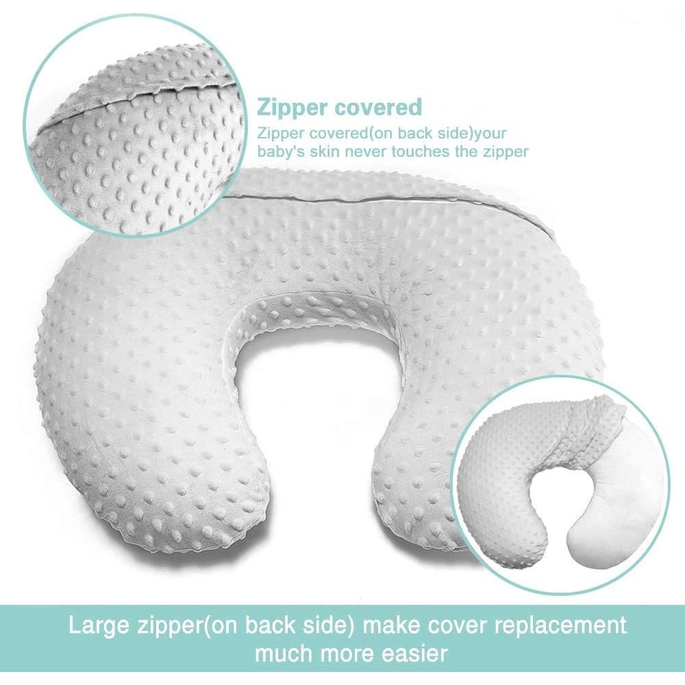 Funda de Almohada de Lactancia iEvolve Minky Beige y Blanco - 2 Unidades