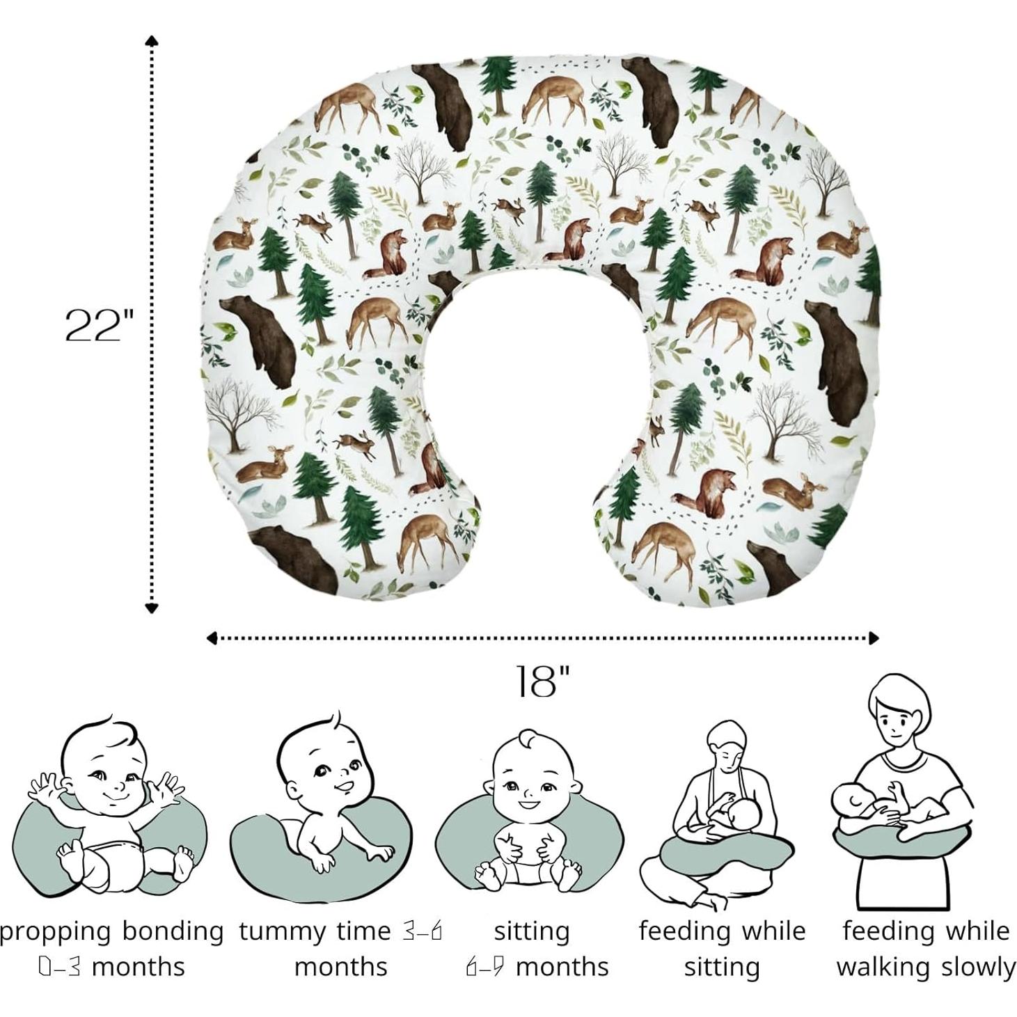 Funda de Almohada de Lactancia HawSkgFub Bosque Oso Zorro