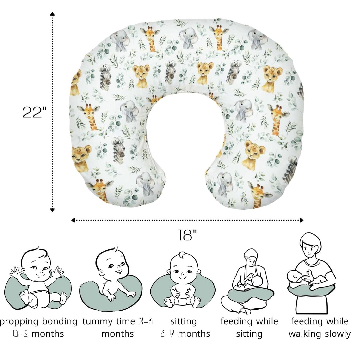 Funda de Almohada de Lactancia HawSkgFub Safari Animales