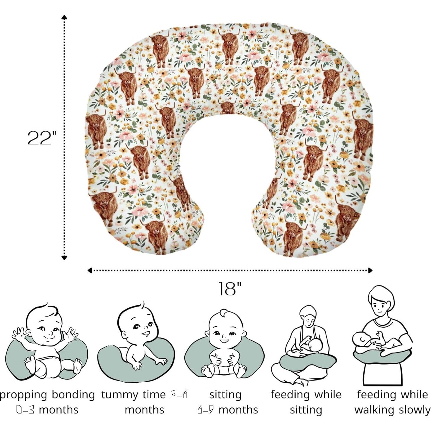 Funda de Almohada de Lactancia HawSkgFub Floral Vaca 55.88x45.72cm