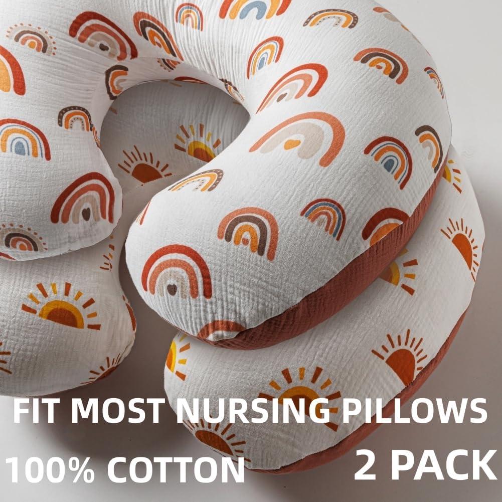 Funda de Almohada de Lactancia Muselina 100% Algodón Boho - 2 Piezas