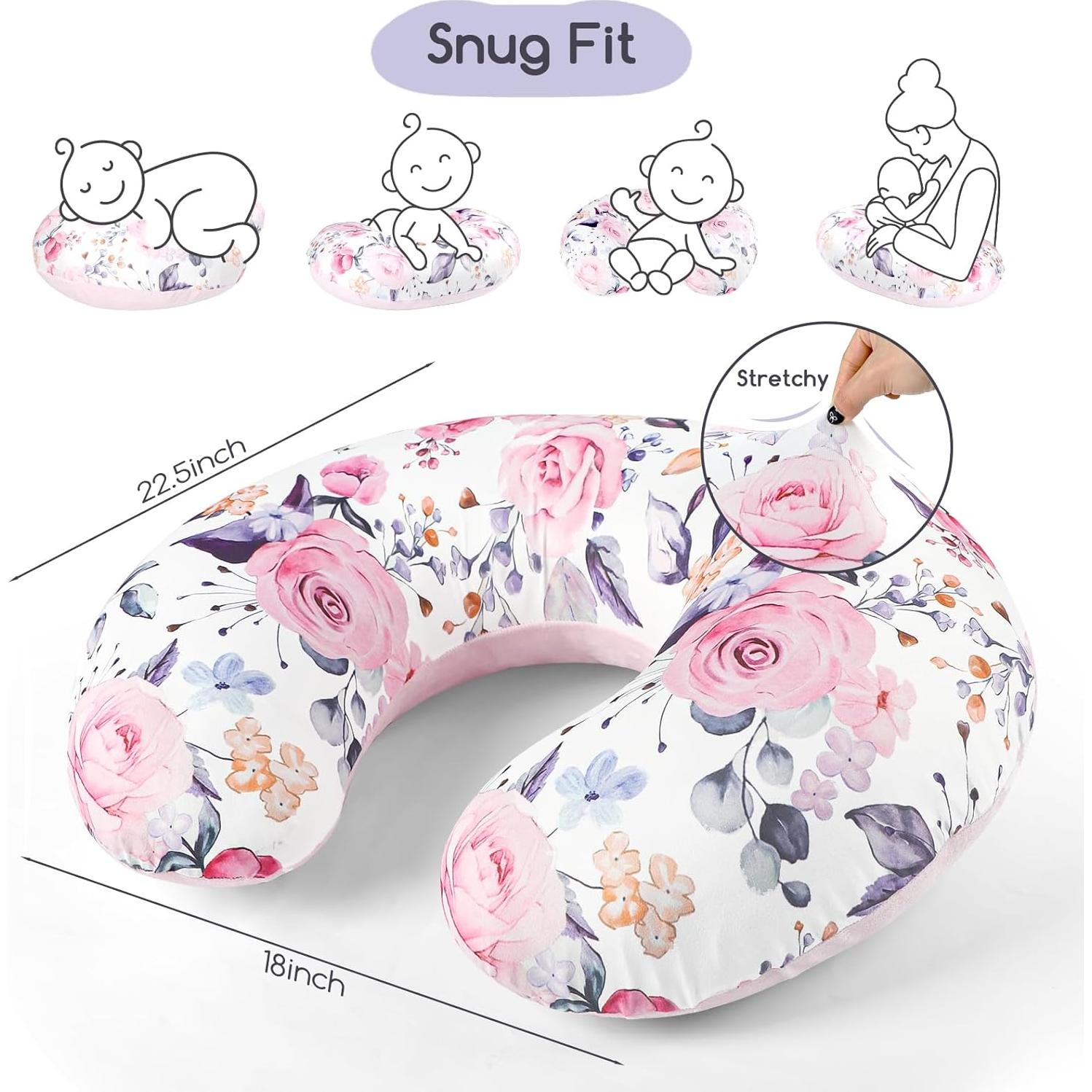 Funda de Almohada de Lactancia Pea Pod Rosa Floral Reversible