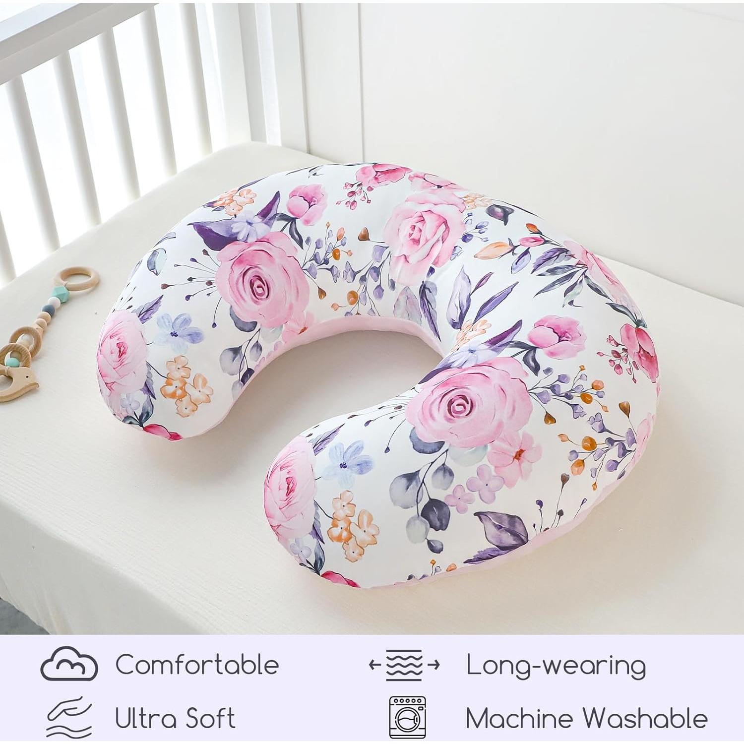 Funda de Almohada de Lactancia Pea Pod Rosa Floral Reversible
