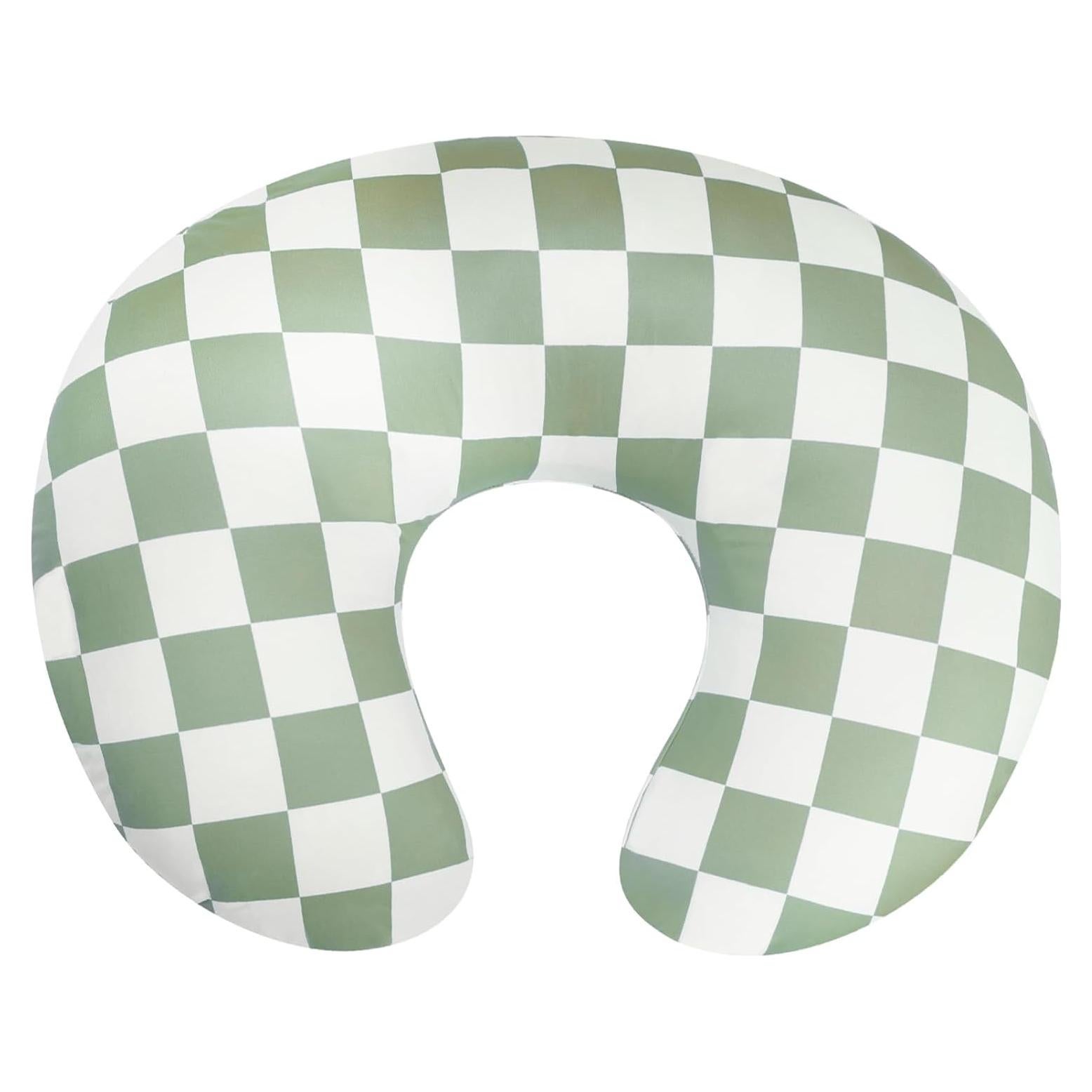 Funda de Almohada de Lactancia Beyunz Verde Salvia Cuadrícula