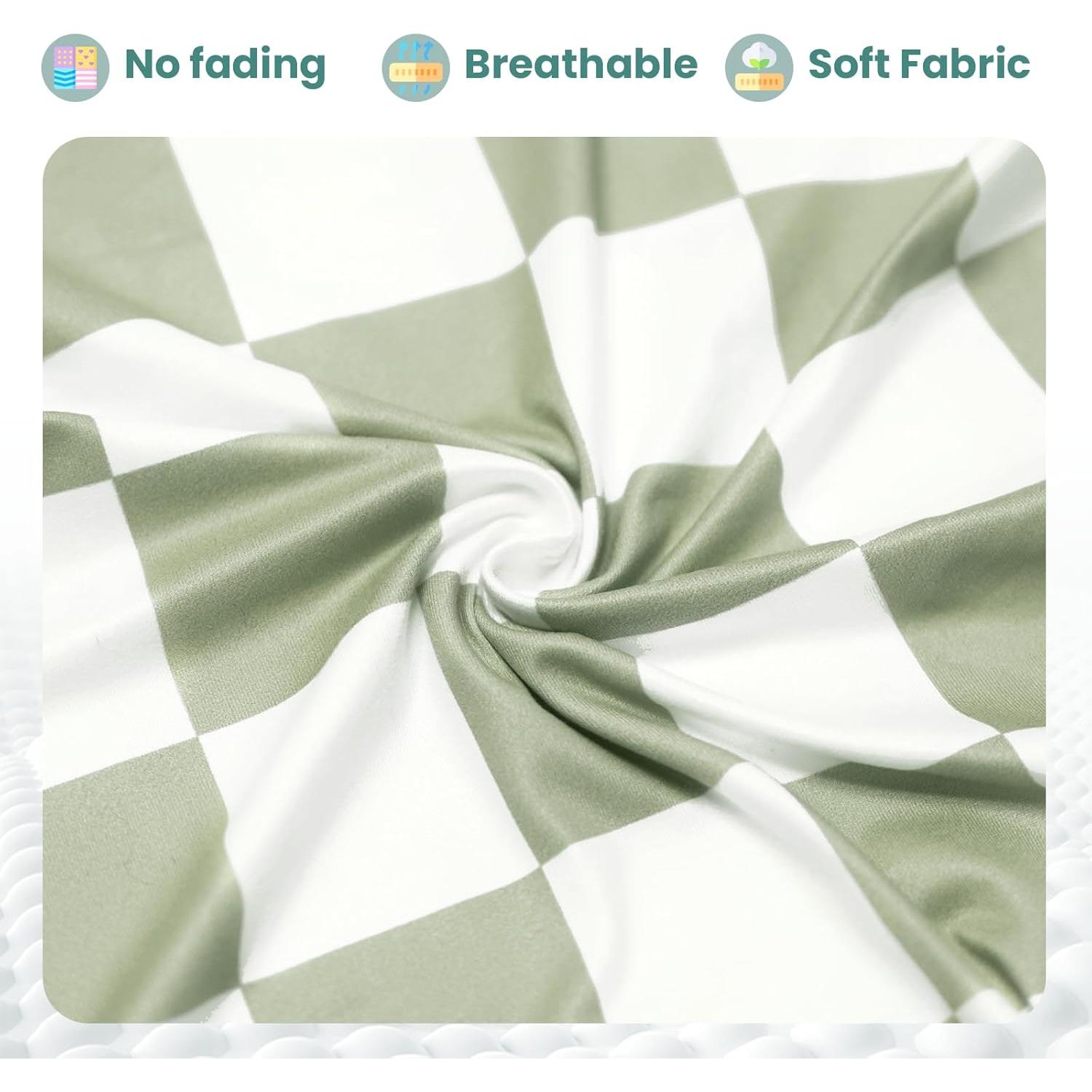 Funda de Almohada de Lactancia Beyunz Verde Salvia Cuadrícula