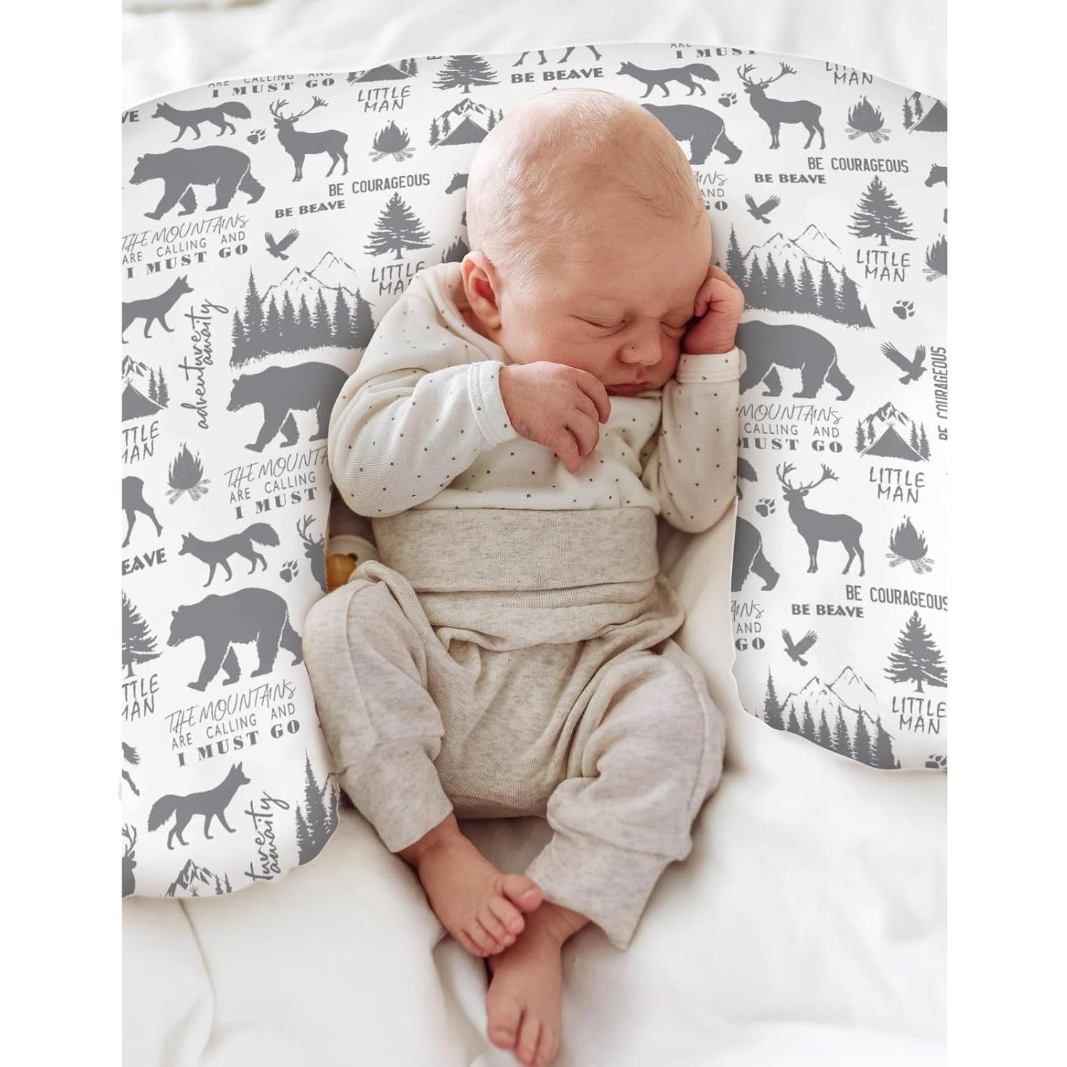 Funda de Almohada de Lactancia ZoUbqchY Animales Grises 56x46 cm