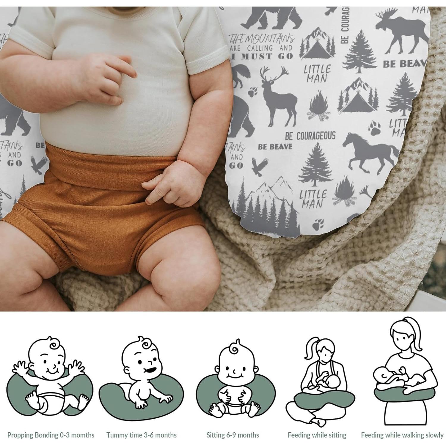 Funda de Almohada de Lactancia ZoUbqchY Animales Grises 56x46 cm