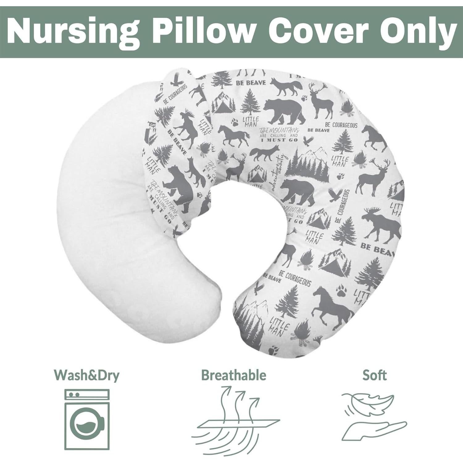 Funda de Almohada de Lactancia ZoUbqchY Animales Grises 56x46 cm