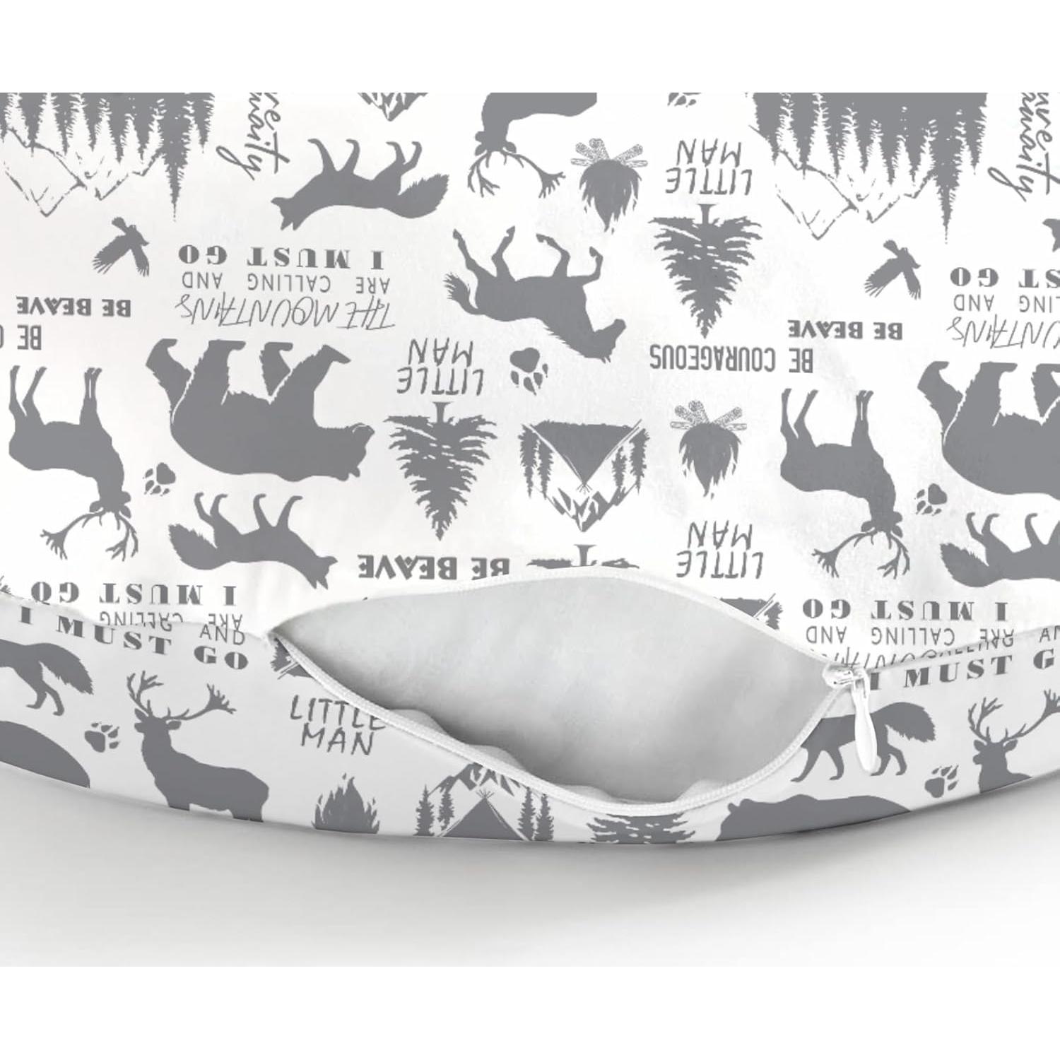 Funda de Almohada de Lactancia ZoUbqchY Animales Grises 56x46 cm