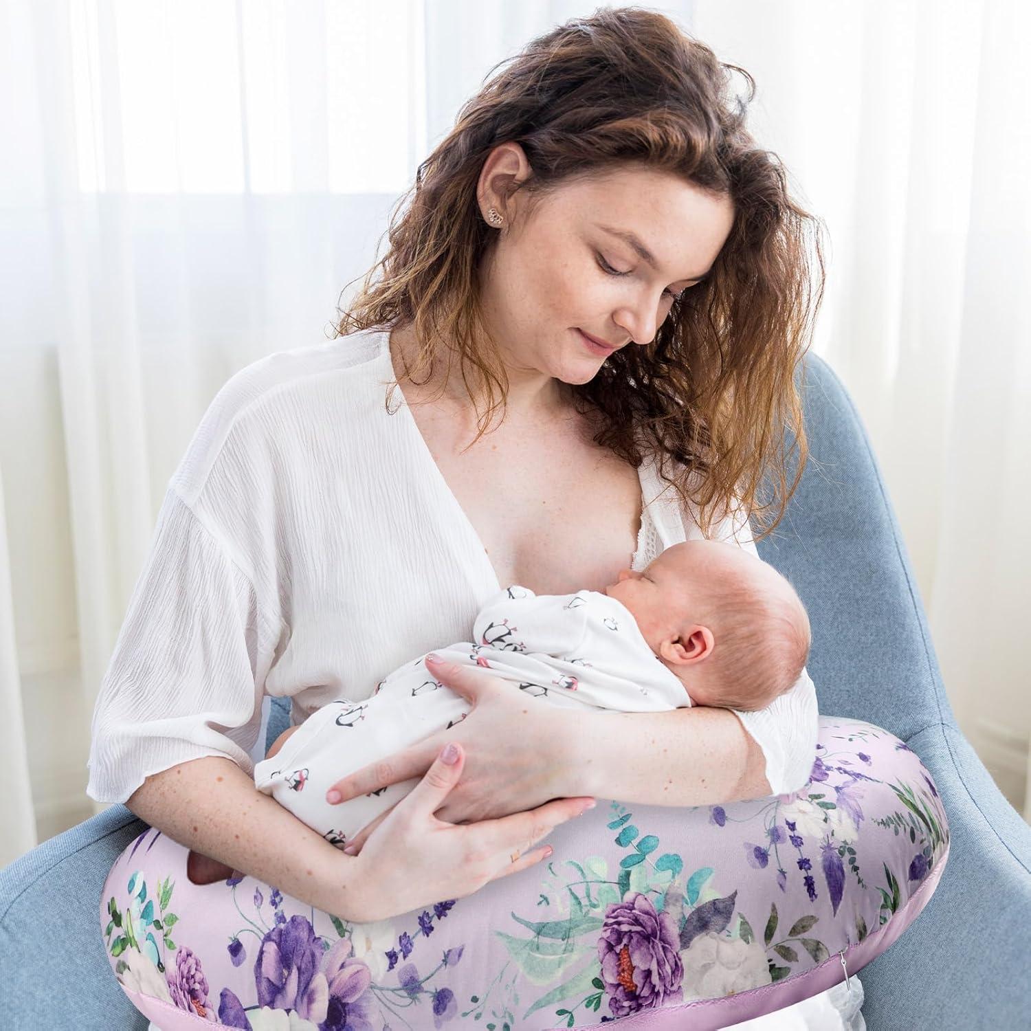 Funda de Almohada de Lactancia CARUILI Floral Púrpura 68x48 cm