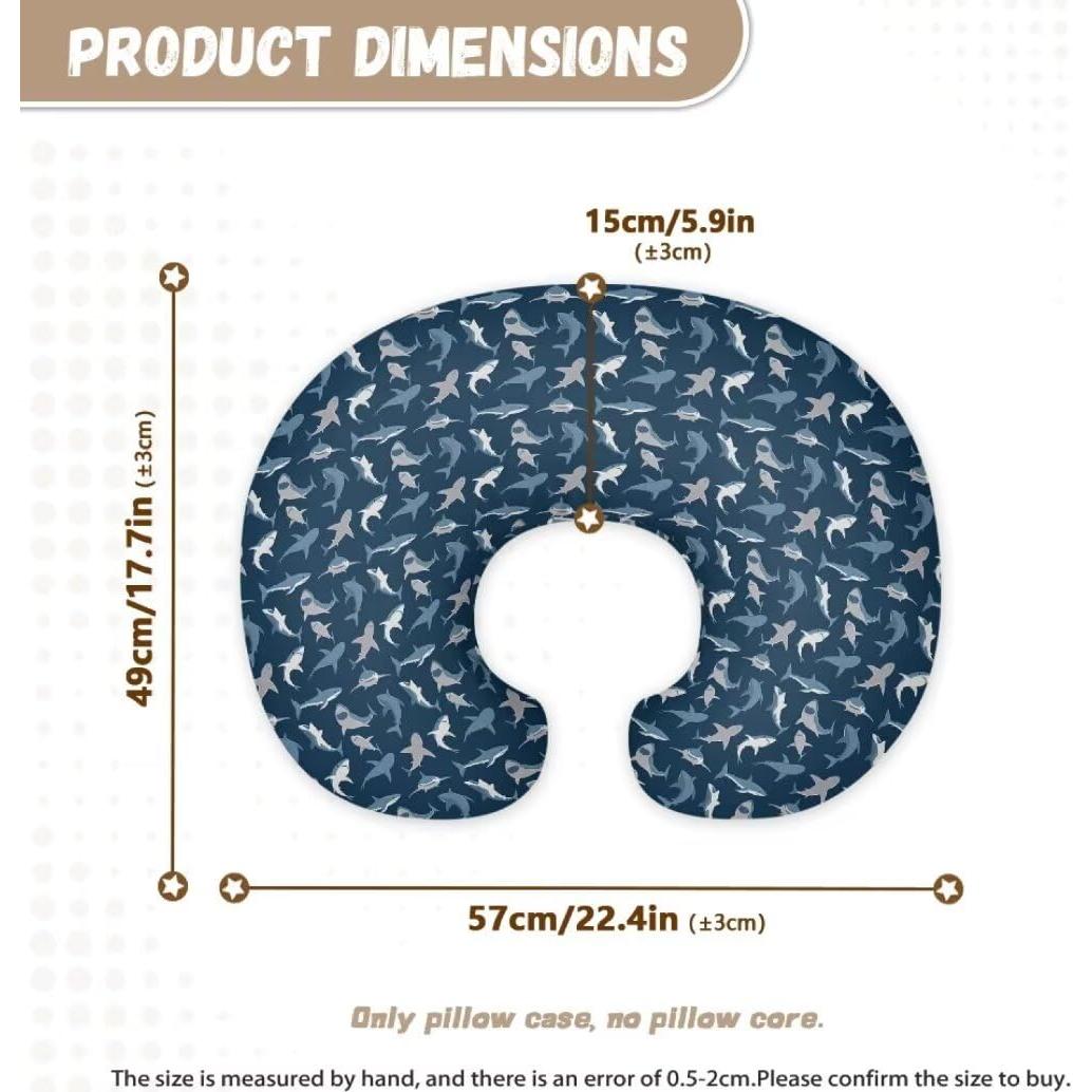 Funda de Almohada de Lactancia TSVAGA Tiburón Azul Suave 55.88x45.72cm