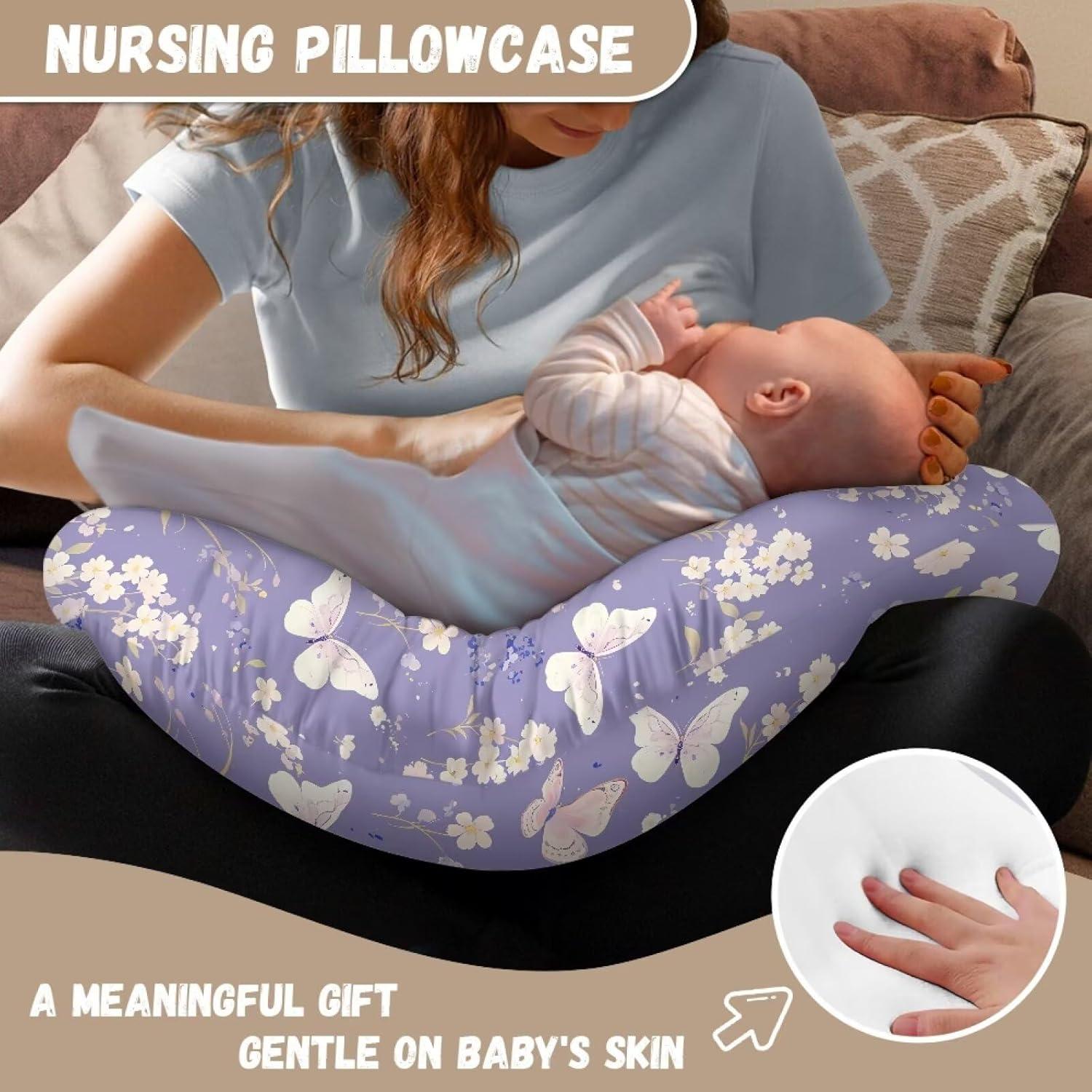 Funda de Almohada de Lactancia Hzeswody Mariposa Floral