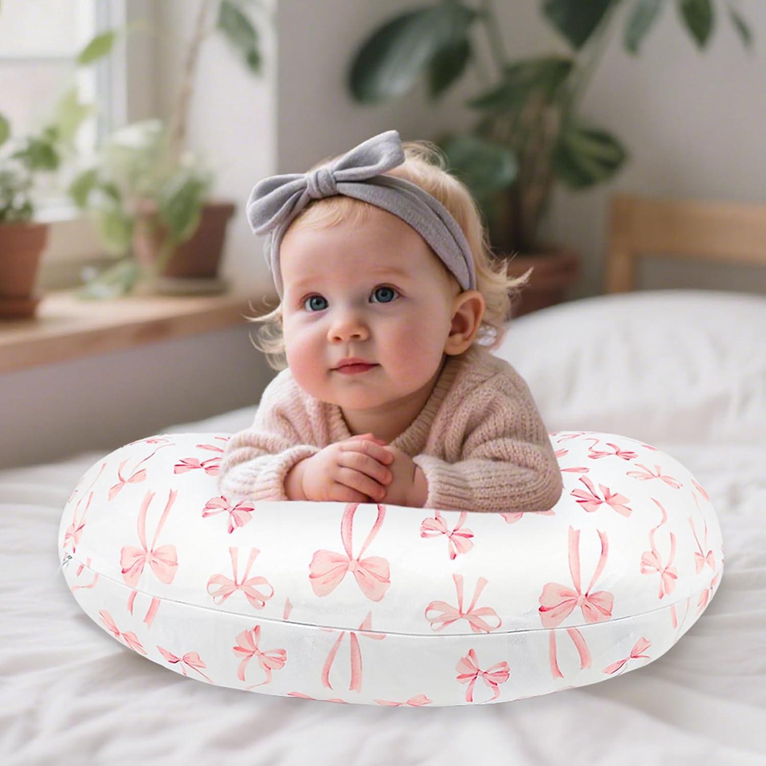 Funda de Almohada de Lactancia Lazo Rosa - Poliester Suave 45.7x56.8 cm