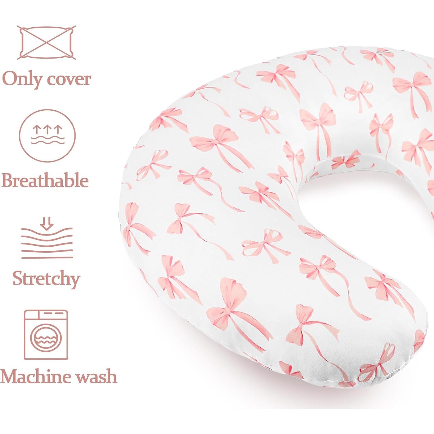 Funda de Almohada de Lactancia Lazo Rosa - Poliester Suave 45.7x56.8 cm