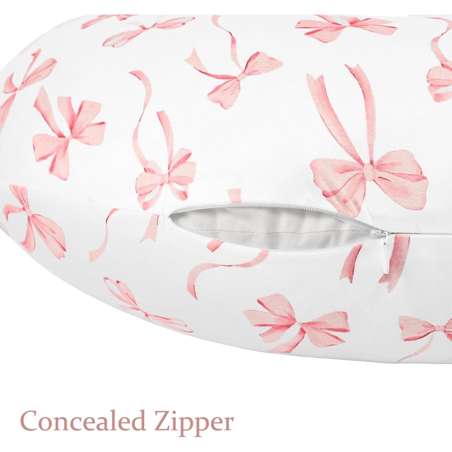 Funda de Almohada de Lactancia Lazo Rosa - Poliester Suave 45.7x56.8 cm