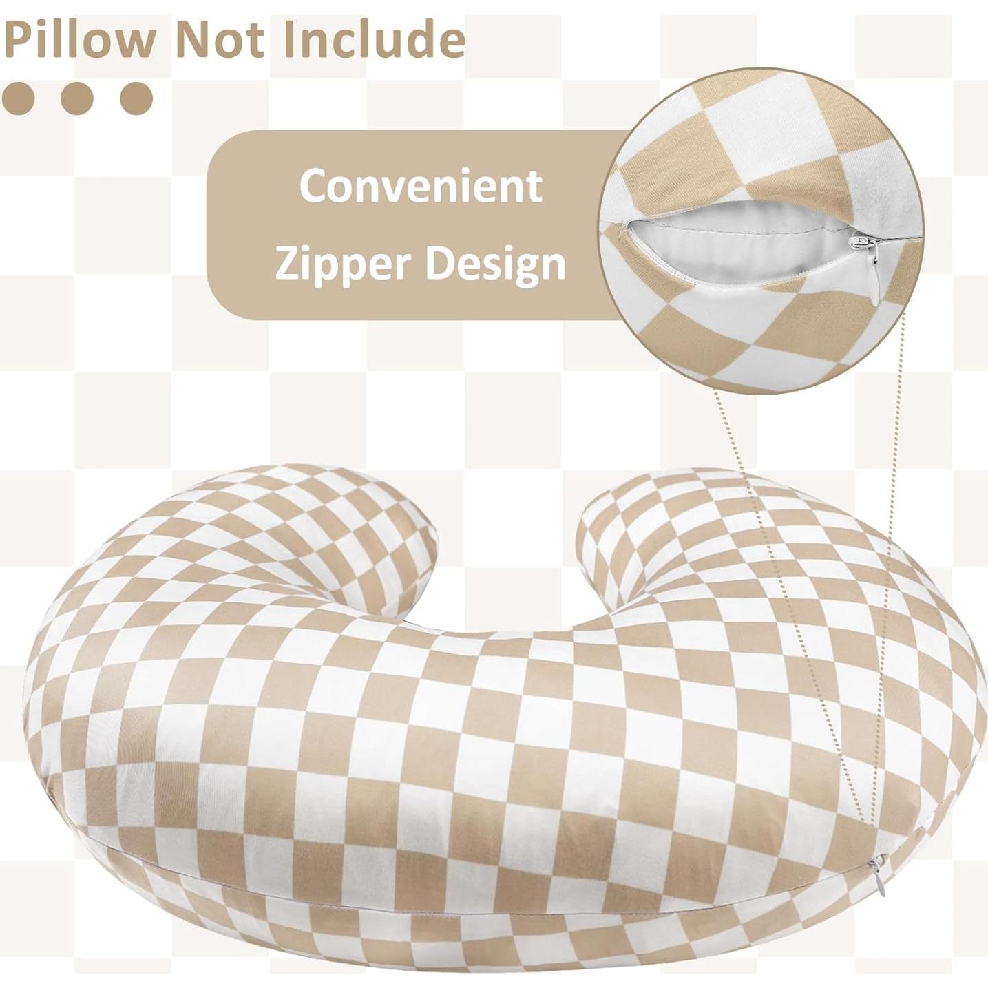 Funda de Almohada de Lactancia DILIMI Cuadrícula Marrón Claro