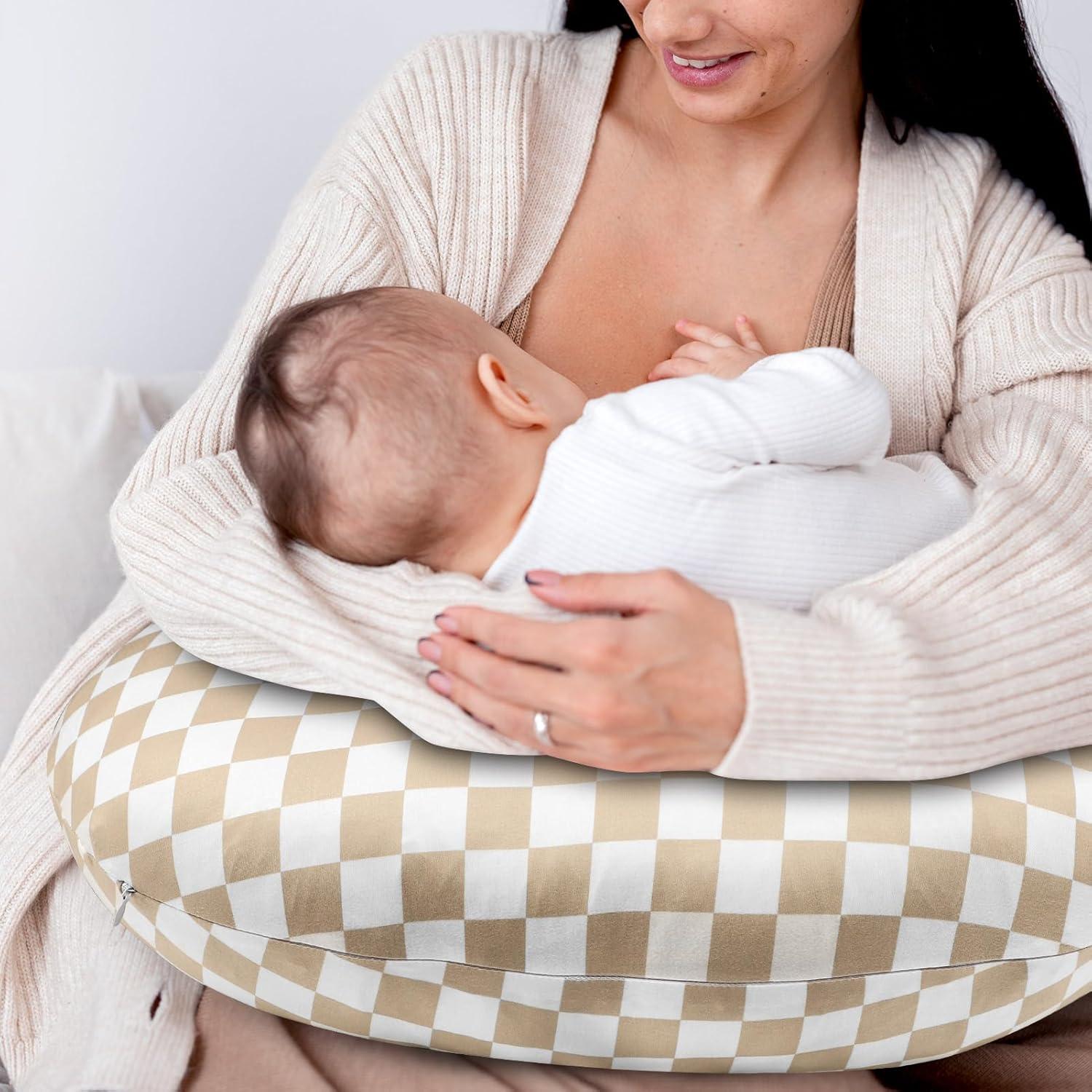 Funda de Almohada de Lactancia DILIMI Cuadrícula Marrón Claro