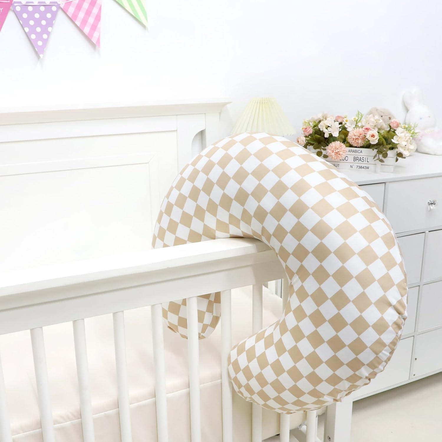 Funda de Almohada de Lactancia DILIMI Cuadrícula Marrón Claro