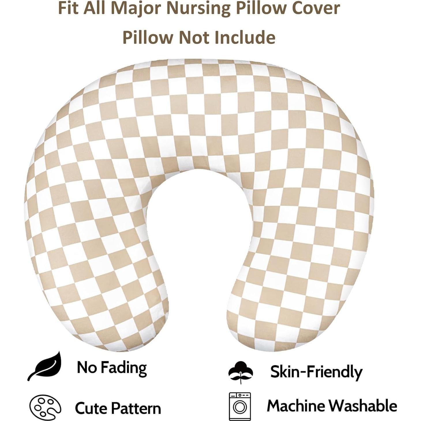 Funda de Almohada de Lactancia DILIMI Cuadrícula Marrón Claro