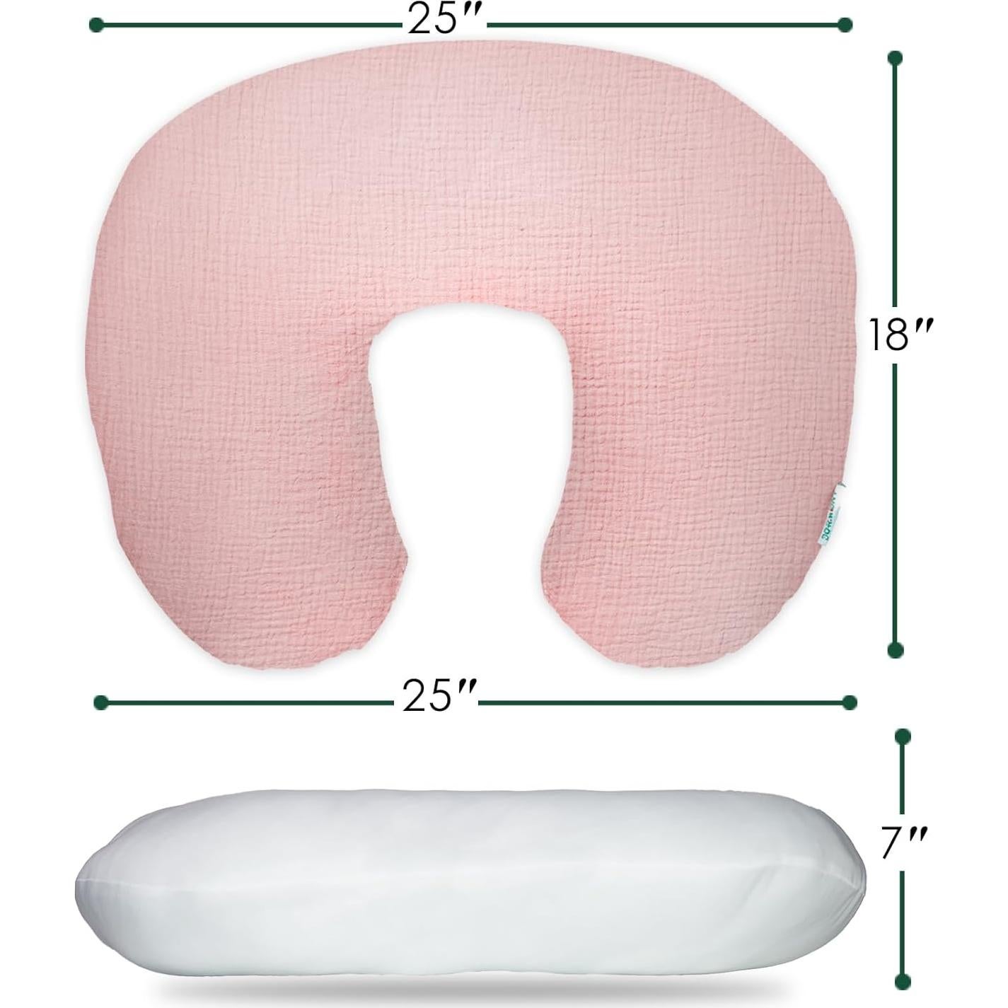 Almohada de Lactancia Dormlony Rosa con Funda Desmontable