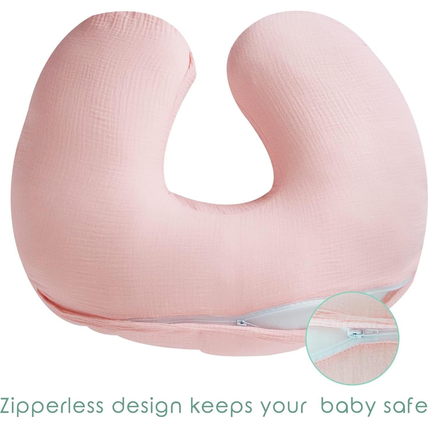 Almohada de Lactancia Dormlony Rosa con Funda Desmontable