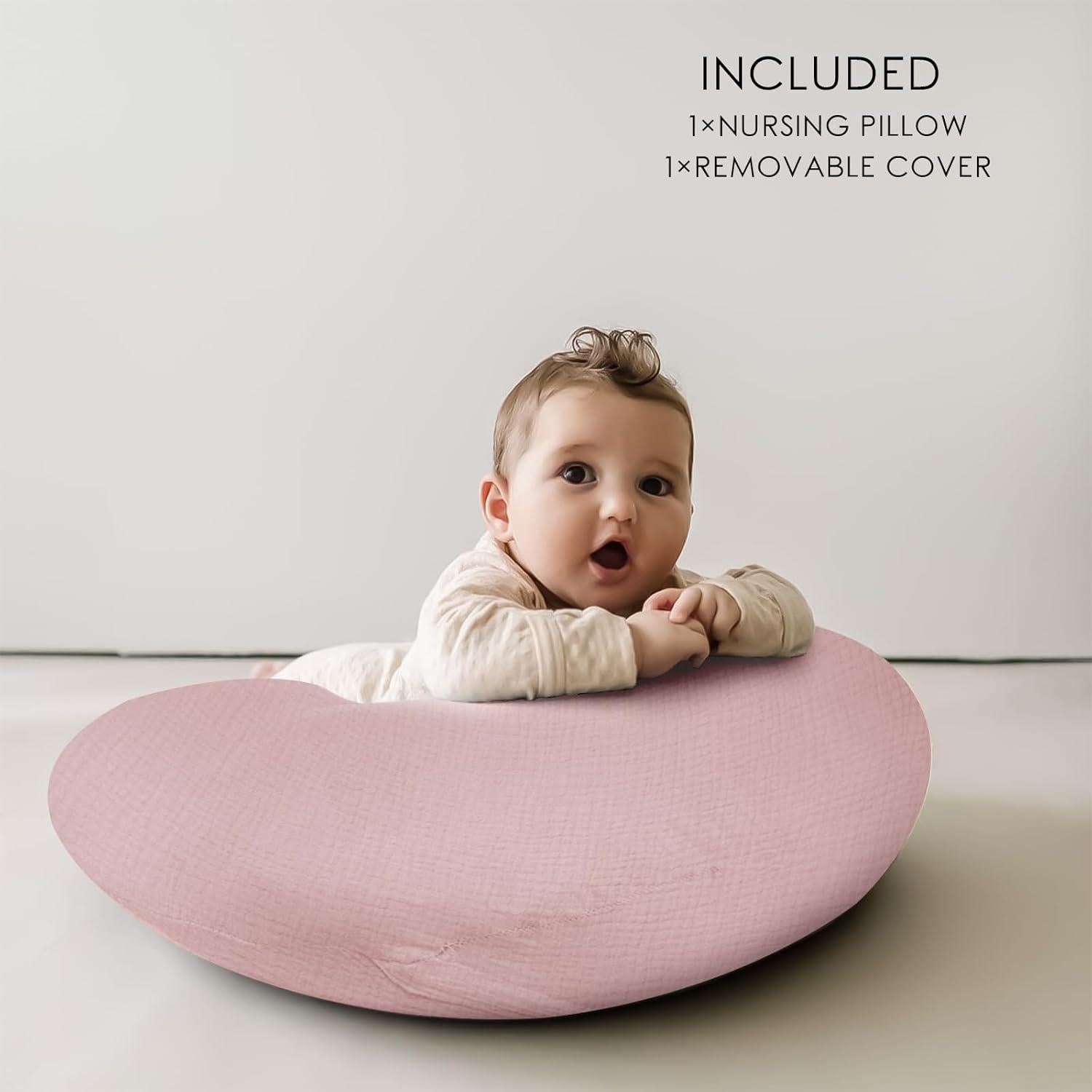 Almohada de Lactancia Dormlony Rosa con Funda Desmontable