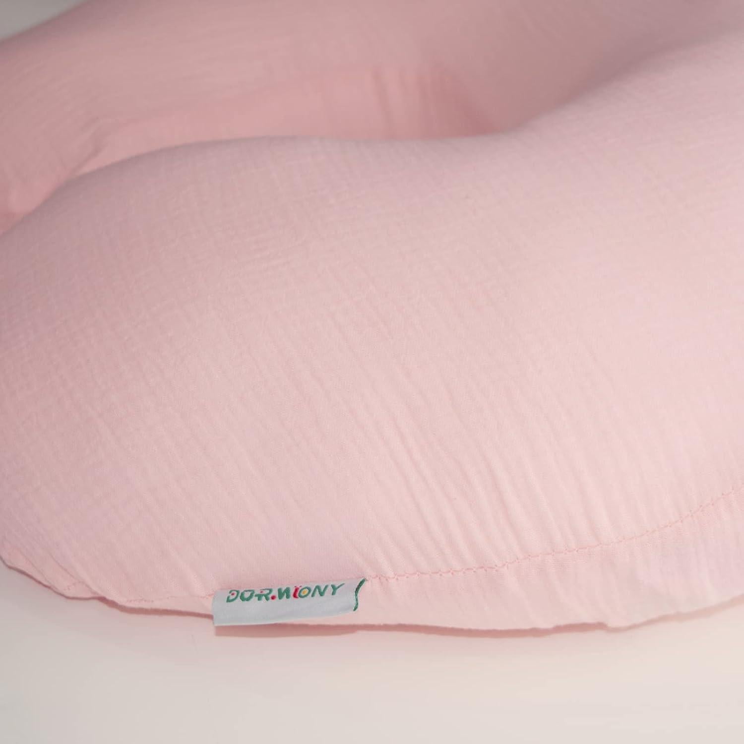 Almohada de Lactancia Dormlony Rosa con Funda Desmontable