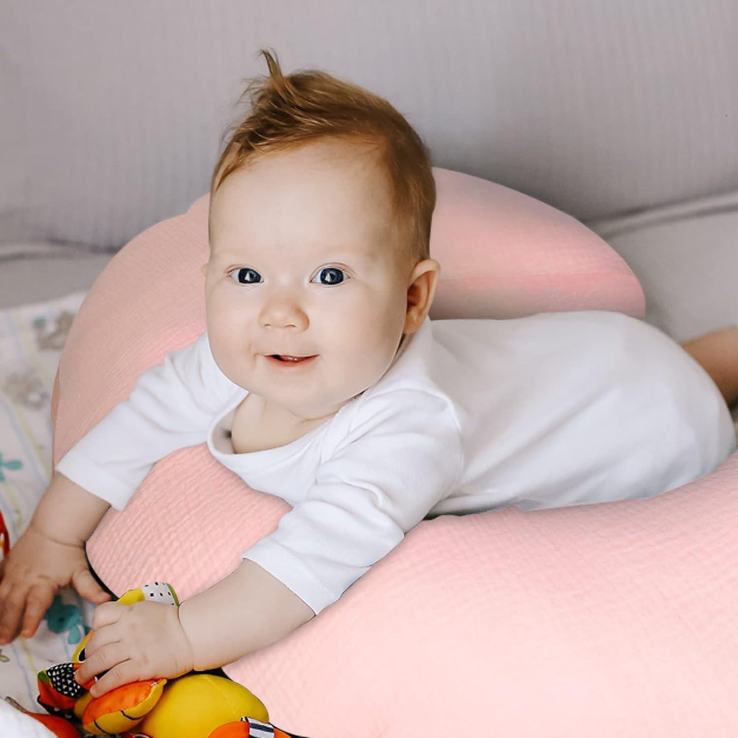Almohada de Lactancia Dormlony Rosa con Funda Desmontable