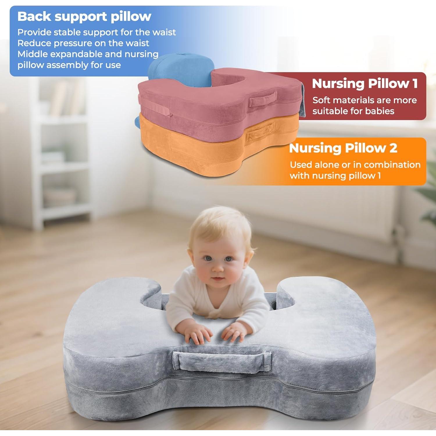 Almohada de Lactancia EKEPE para Gemelos Ajustable Gris