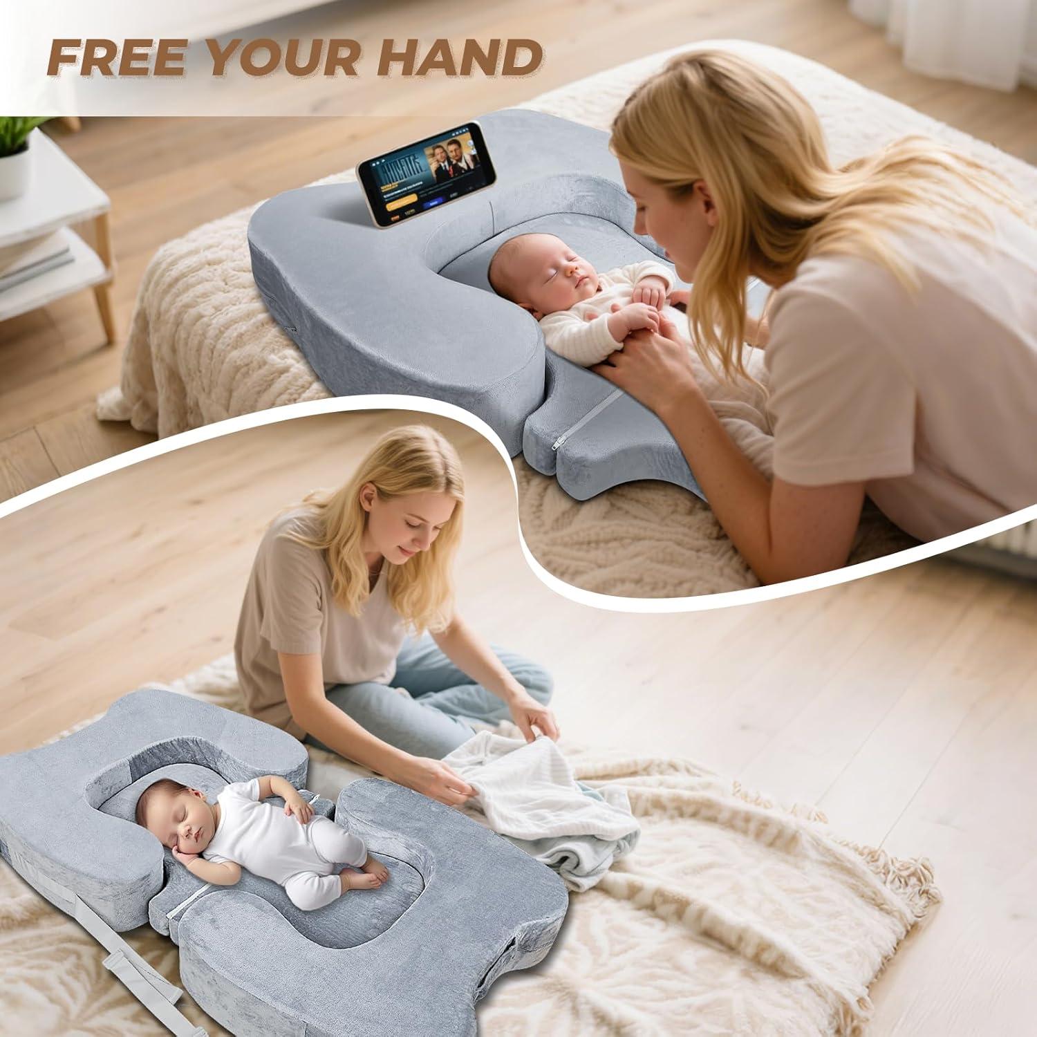 Almohada de Lactancia EKEPE para Gemelos Ajustable Gris