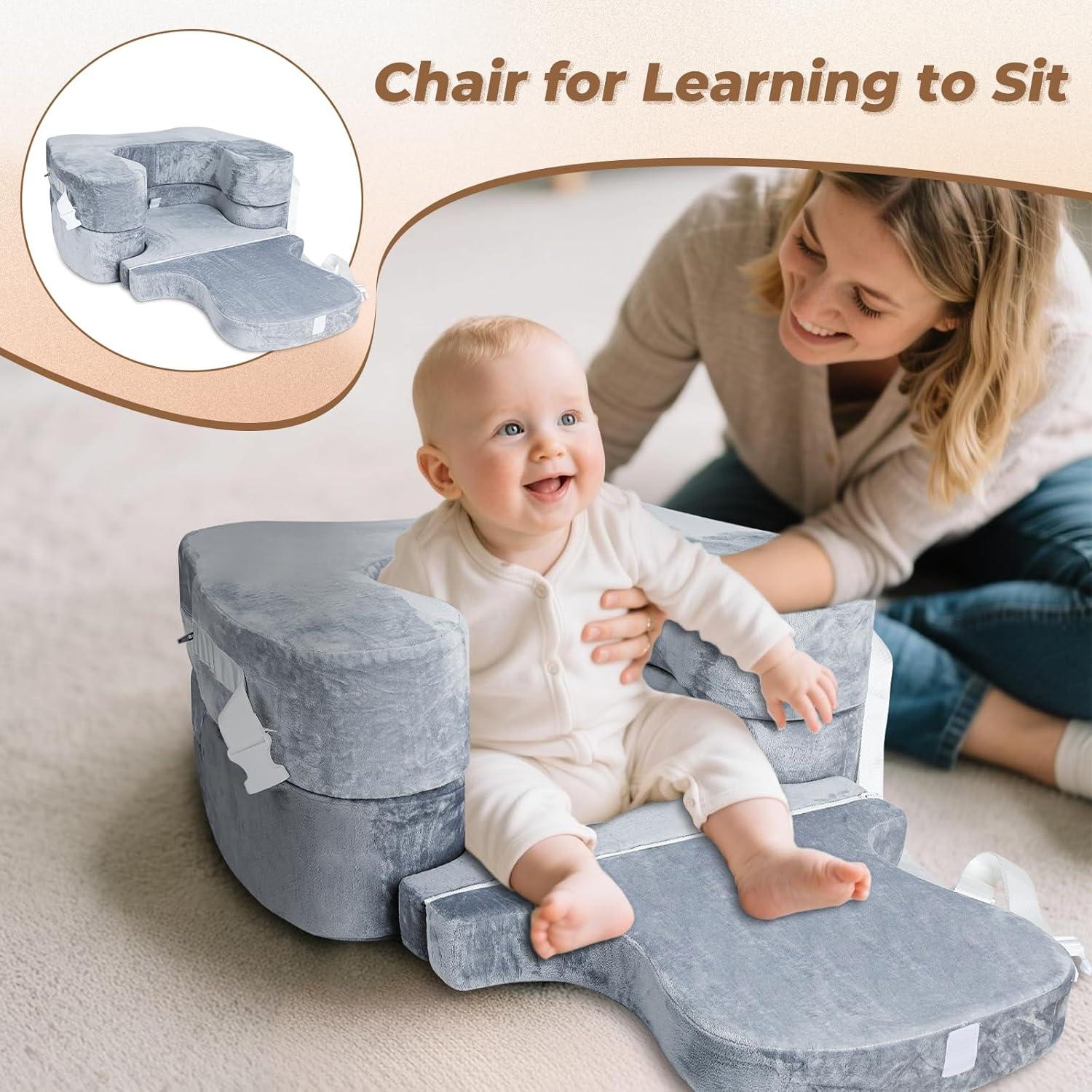 Almohada de Lactancia EKEPE para Gemelos Ajustable Gris