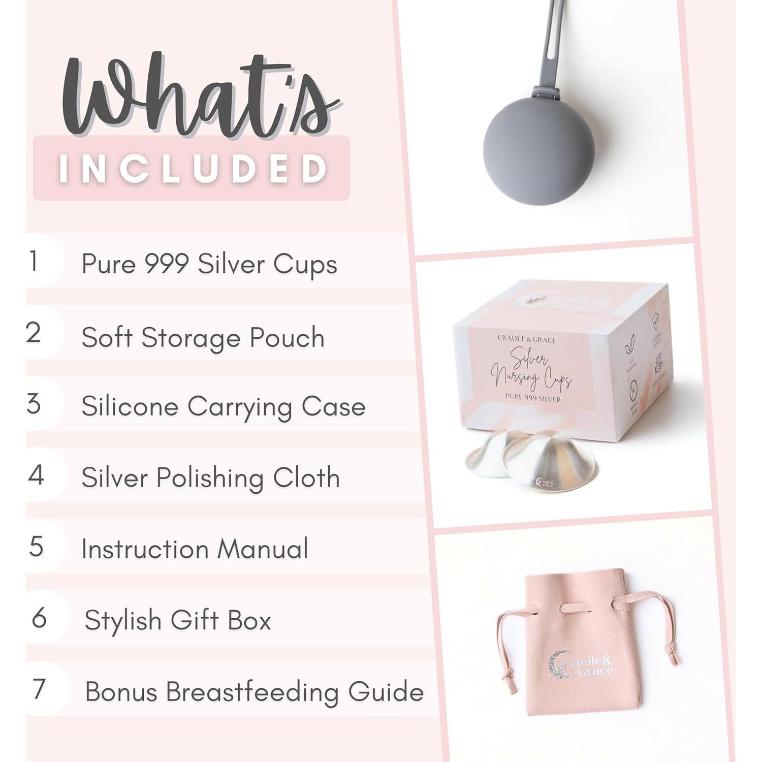 Copas de Lactancia de Plata Pura 999 Cradle & Grace - Tamaño Regular