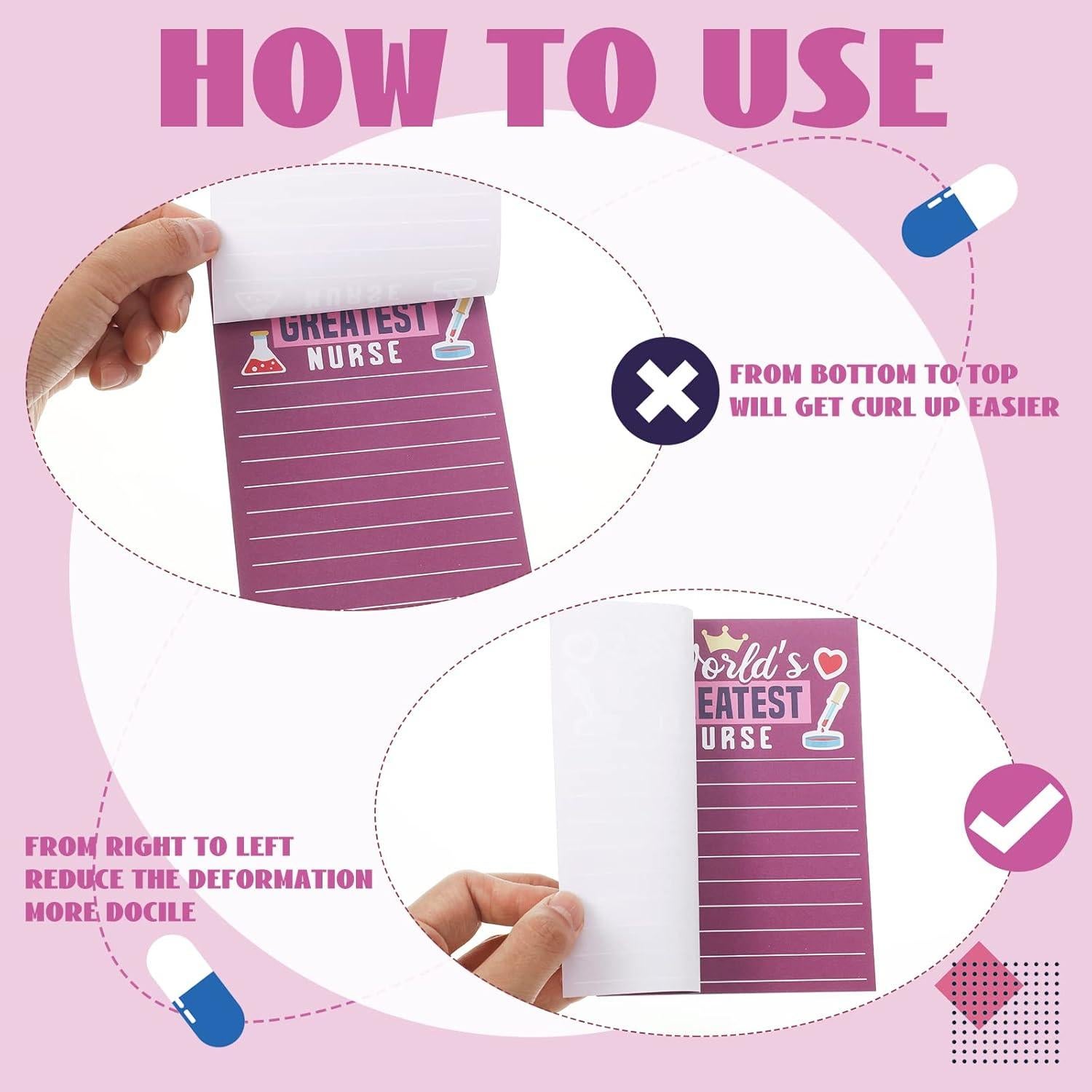 Bloc de Notas Adhesivos para Enfermeras Eaasty - 12 Pcs 10x14 cm