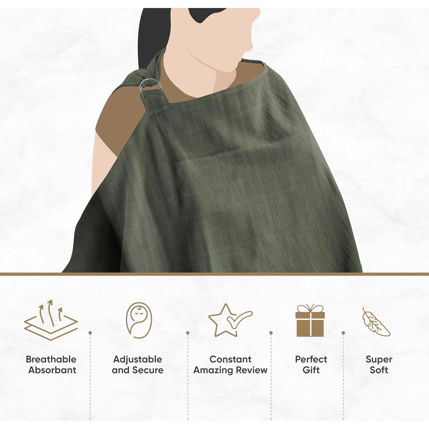 Cubierta de Lactancia MOZAH 100% Algodón Orgánico Verde Romano