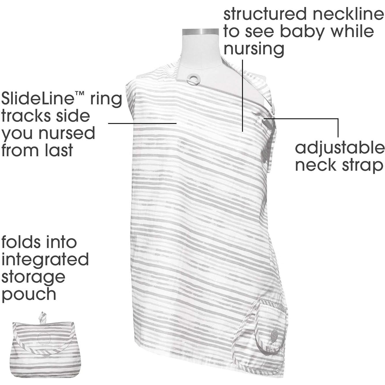 Cubierta de Lactancia Boppy Algodón Rayas Grises Ajustable