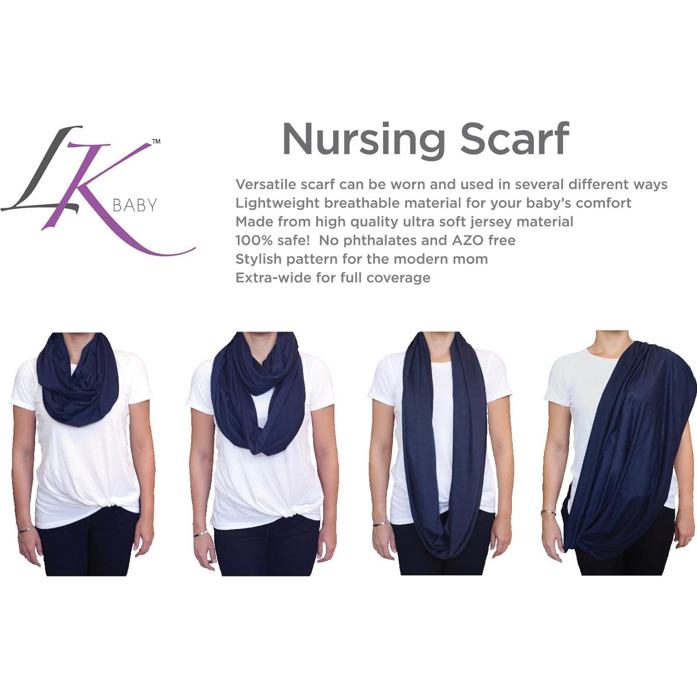 Bufanda de Lactancia Infinita LK Baby 2pk Gris/Navy Ultra Suave