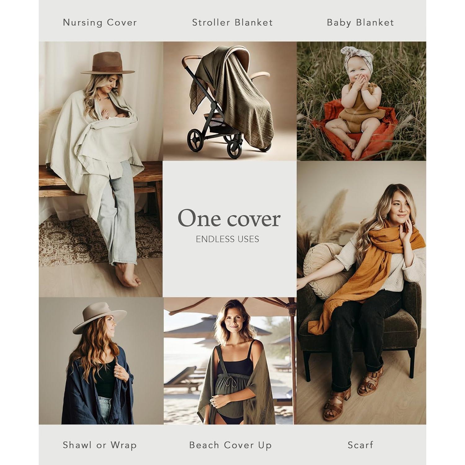 Cubierta de Lactancia Orgánica Kishu Baby - Muselina Caramelo