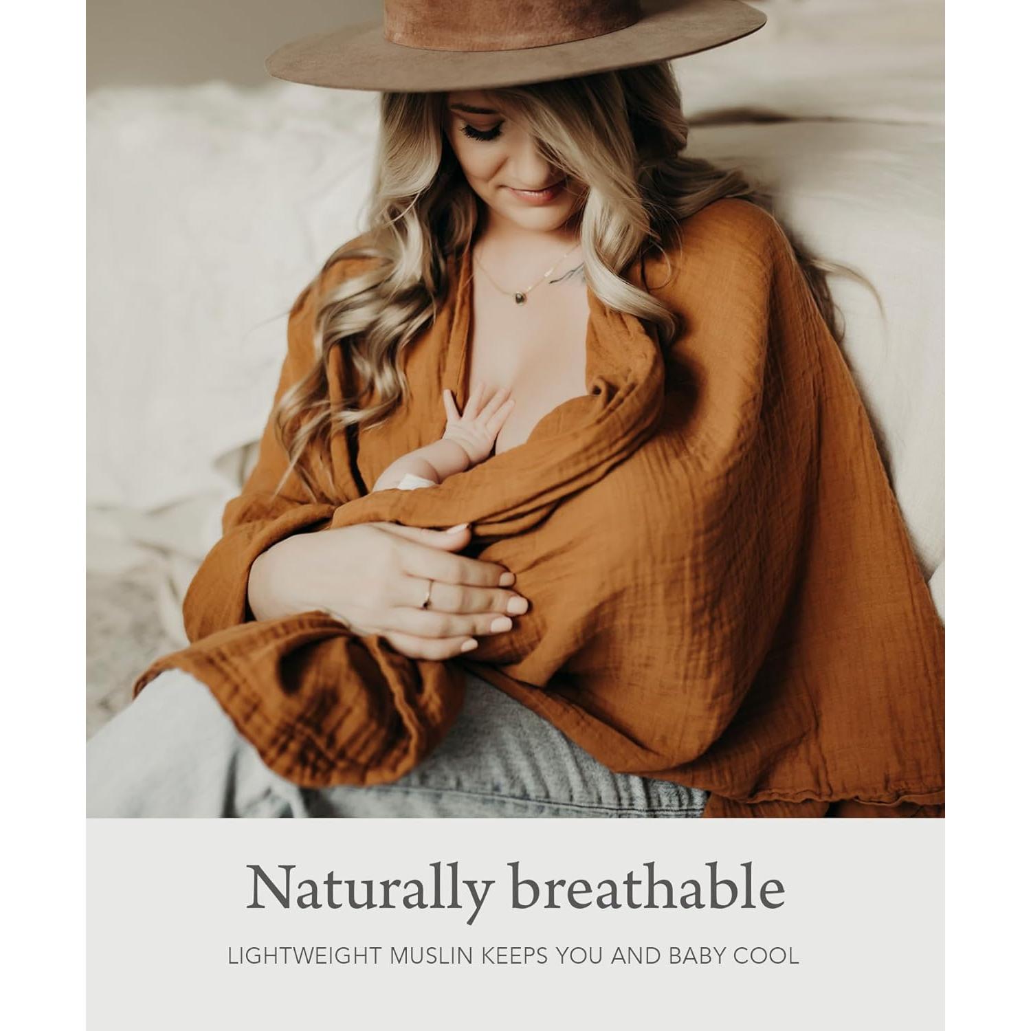 Cubierta de Lactancia Orgánica Kishu Baby - Muselina Caramelo