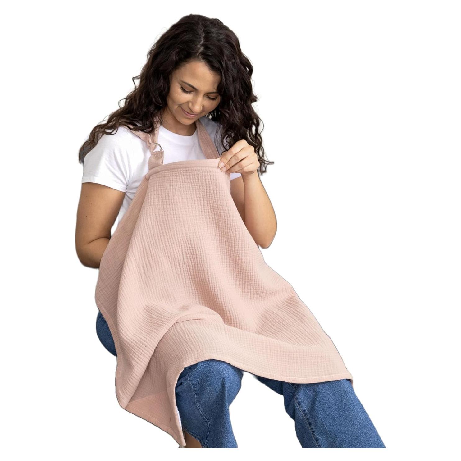 Cubierta de Lactancia Multiuso Evergrwn 100% Algodón Rosa Taupe