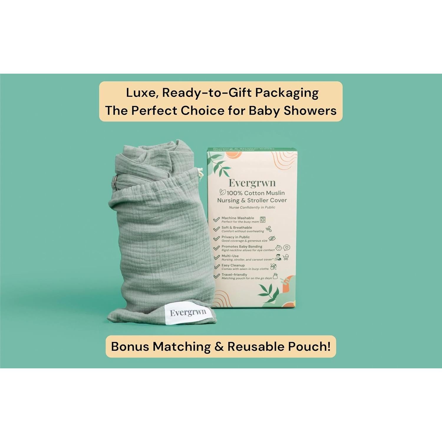 Cubierta de Lactancia Multiuso Evergrwn 100% Algodón Rosa Taupe