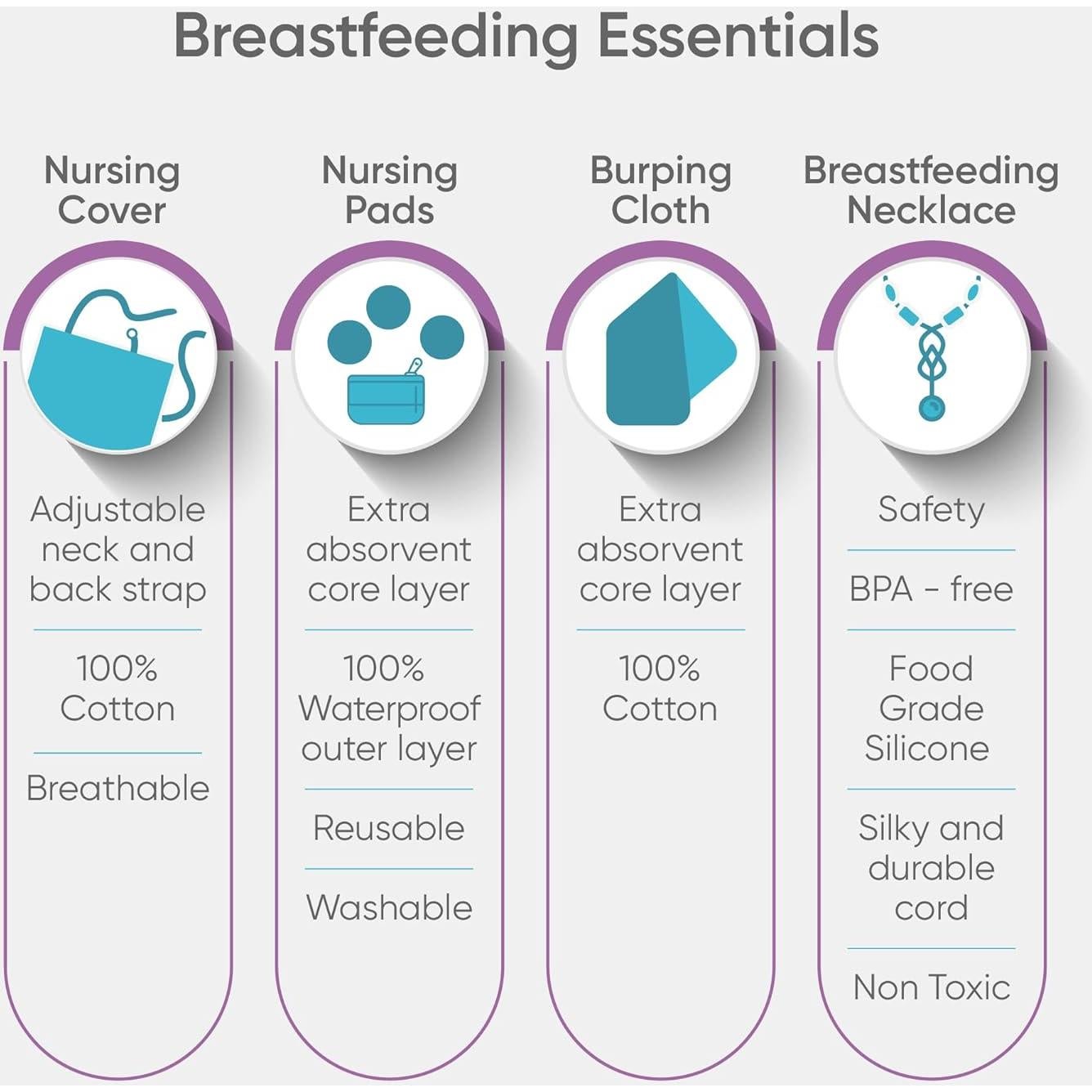 Cubierta de Lactancia Colibreeze Rosa - 100% Algodón Transpirable