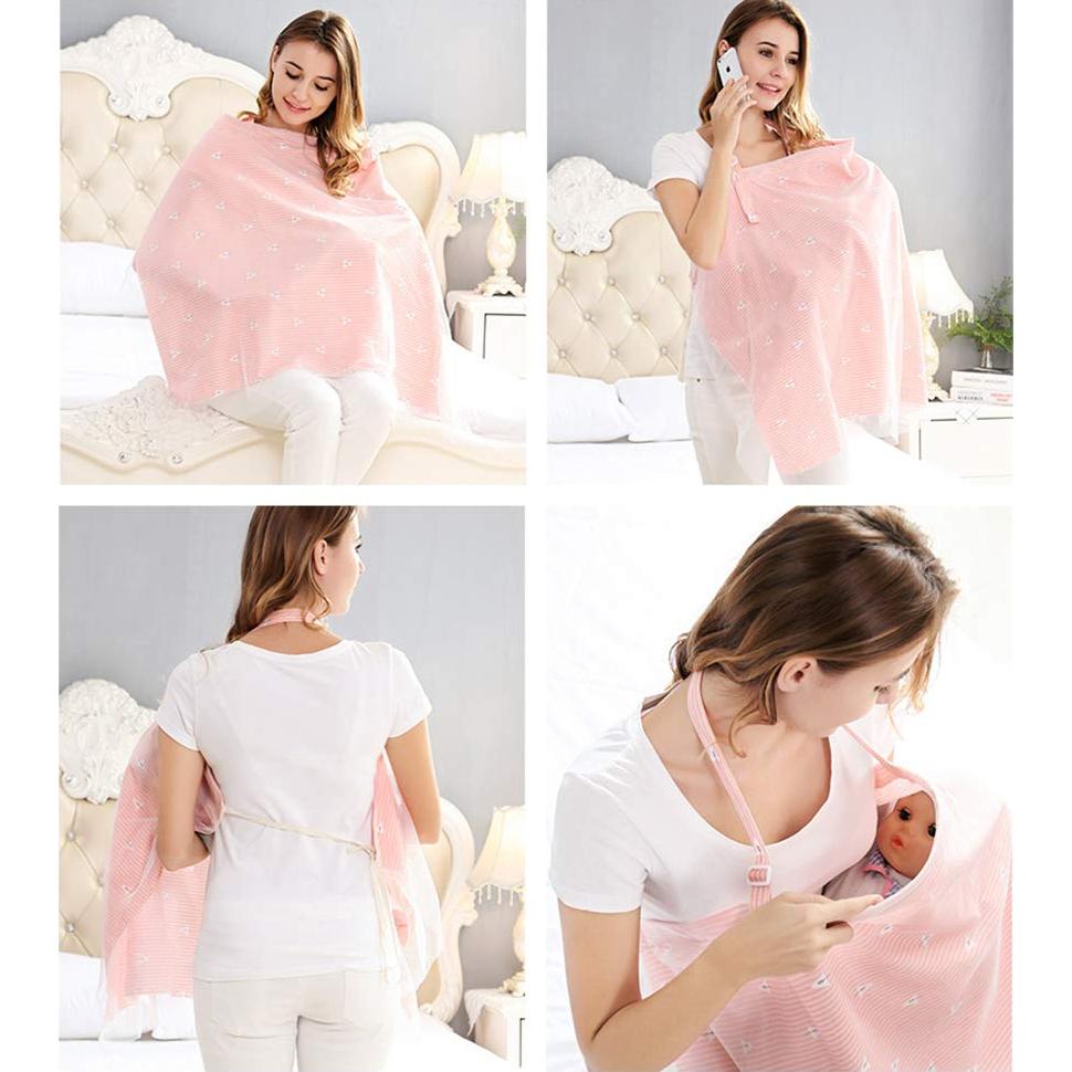 Cubierta de Lactancia Rosa Algodón Suave con Encaje 96x70 cm