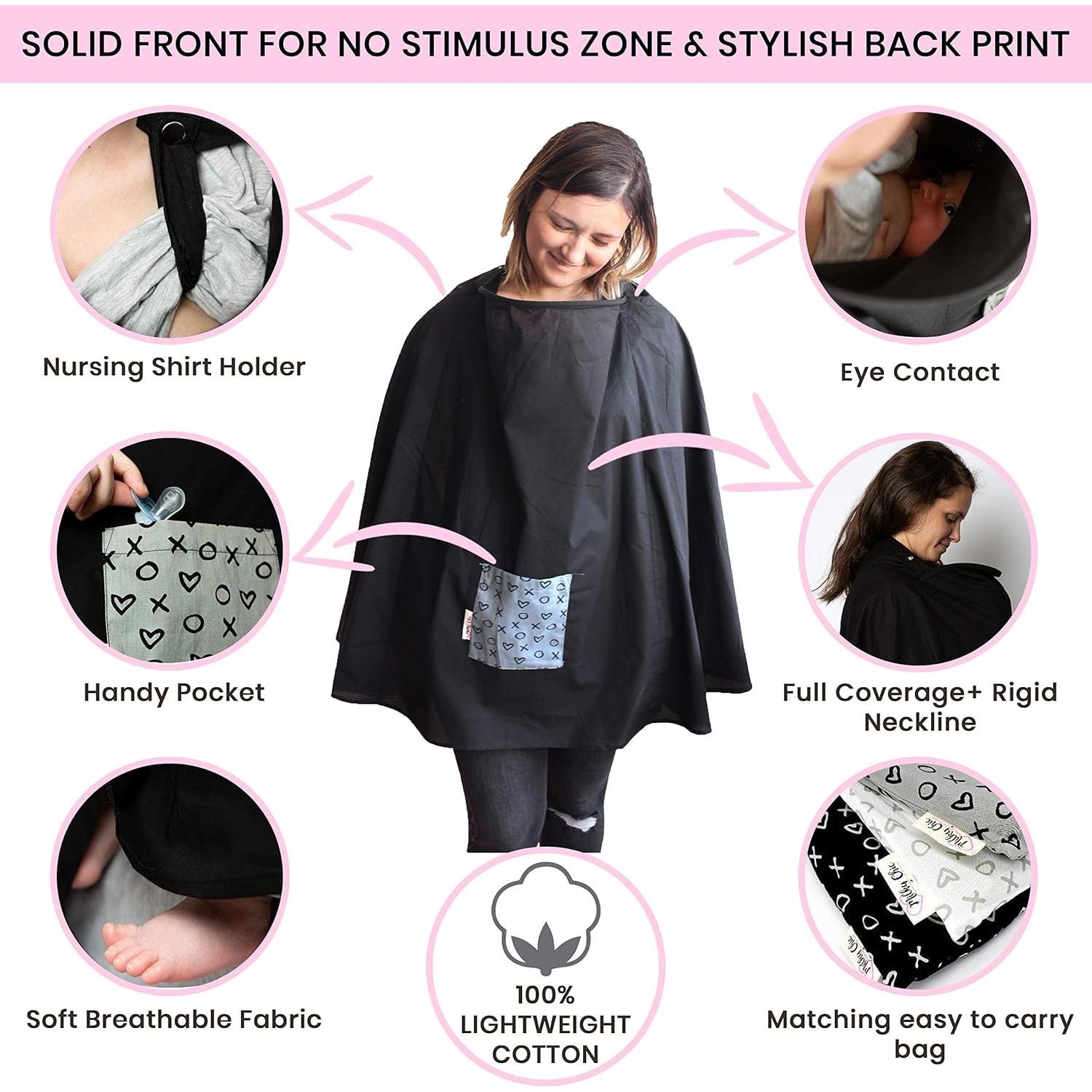 Poncho de Lactancia Milky Chic - Cobertura 360° Algodón Negro