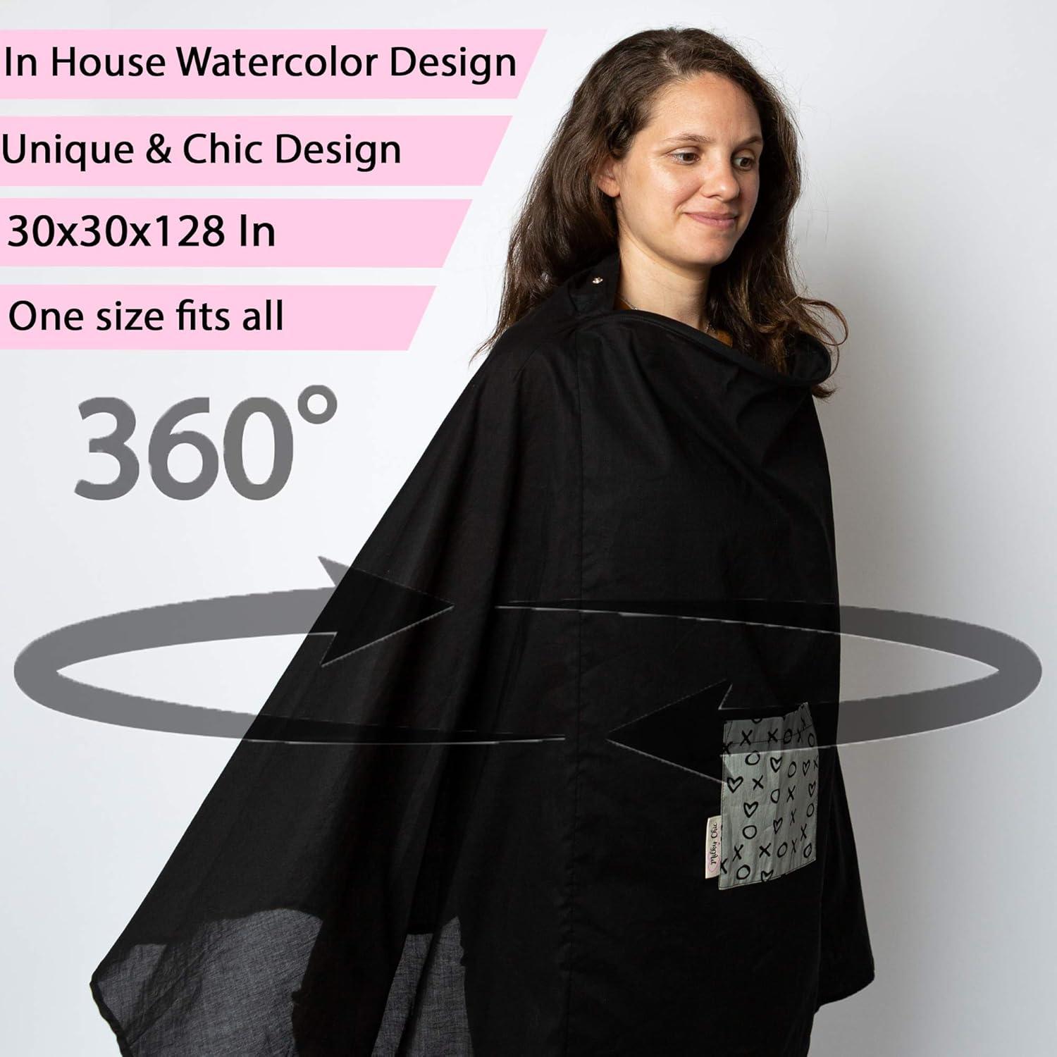 Poncho de Lactancia Milky Chic - Cobertura 360° Algodón Negro