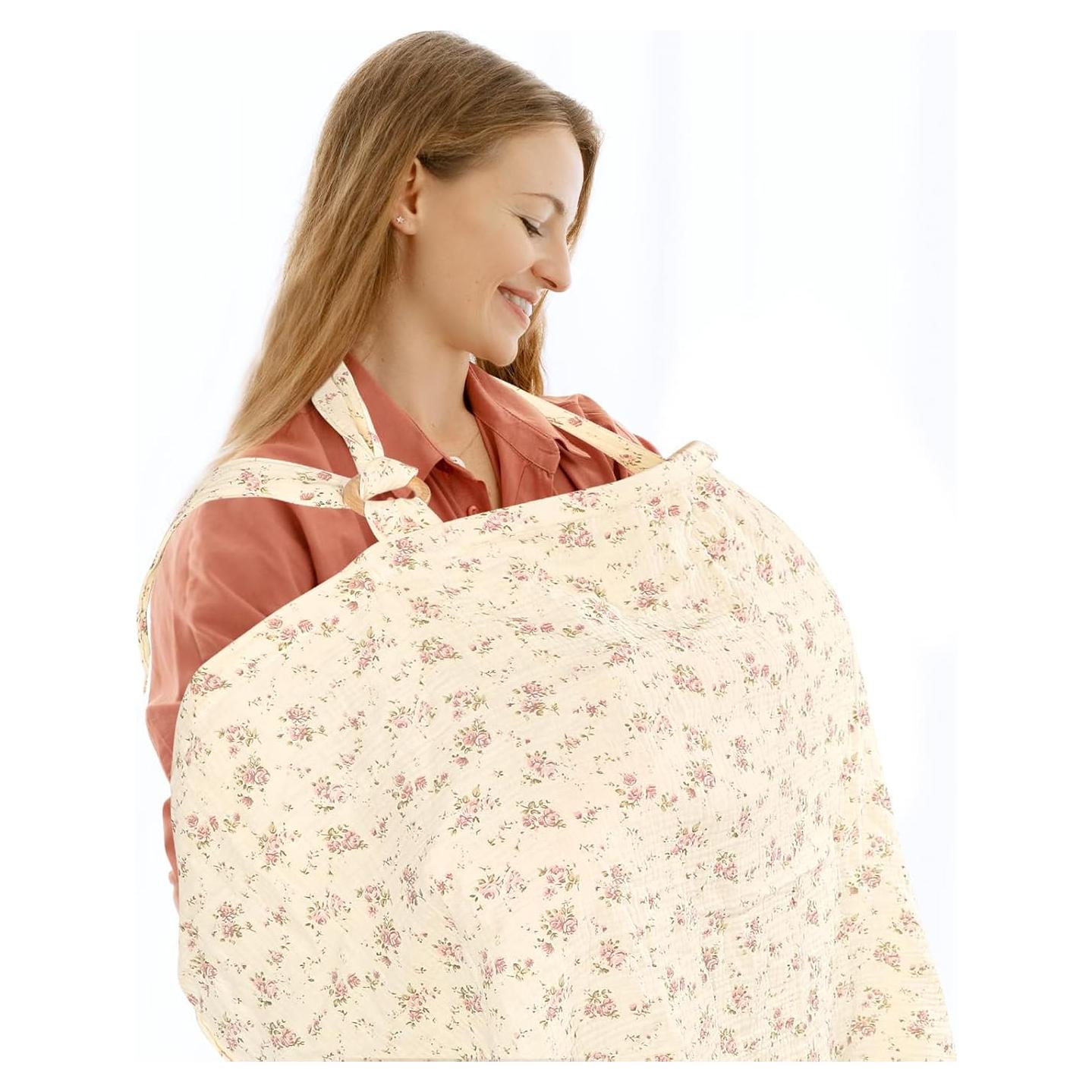 Cubierta de Lactancia Muslin ManFaiSky Floral - Ligera y Ajustable