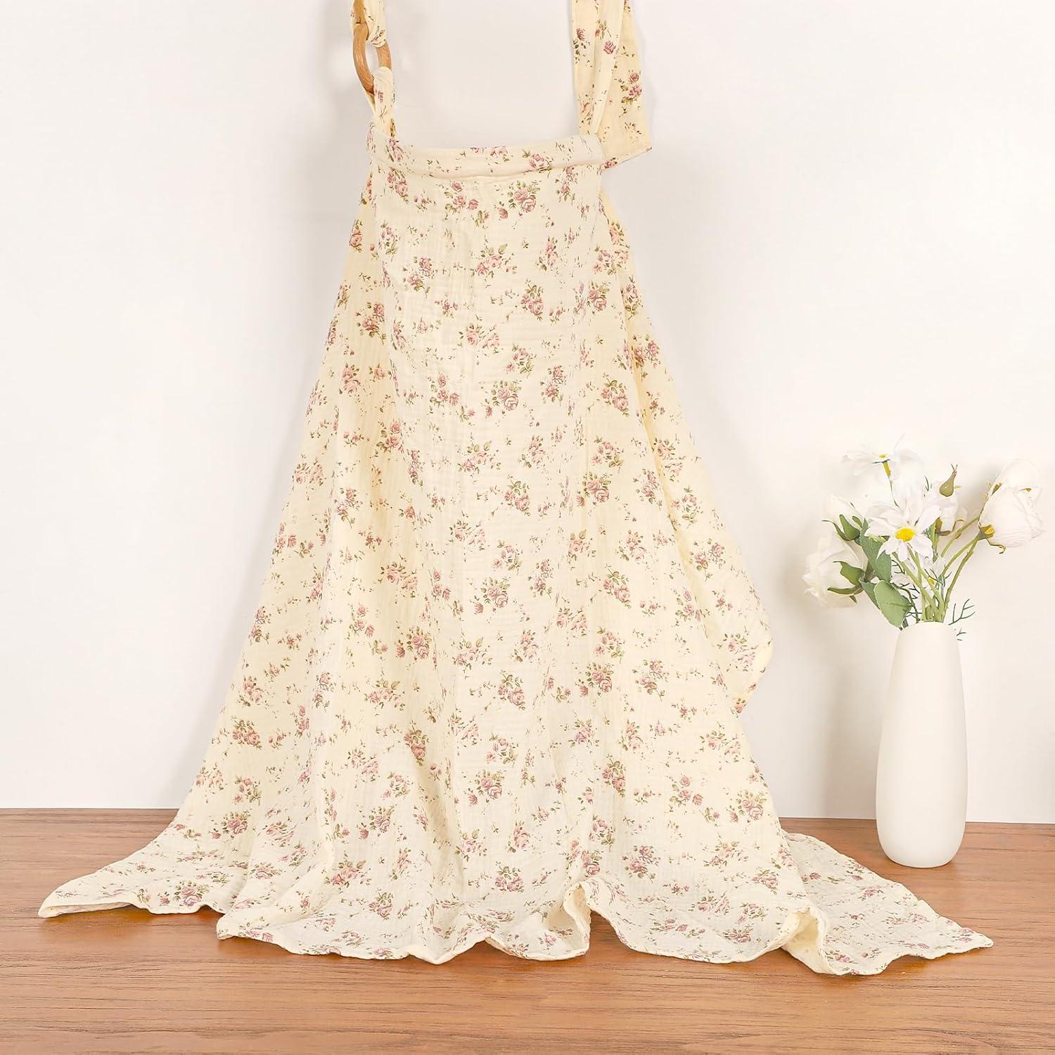 Cubierta de Lactancia Muslin ManFaiSky Floral - Ligera y Ajustable